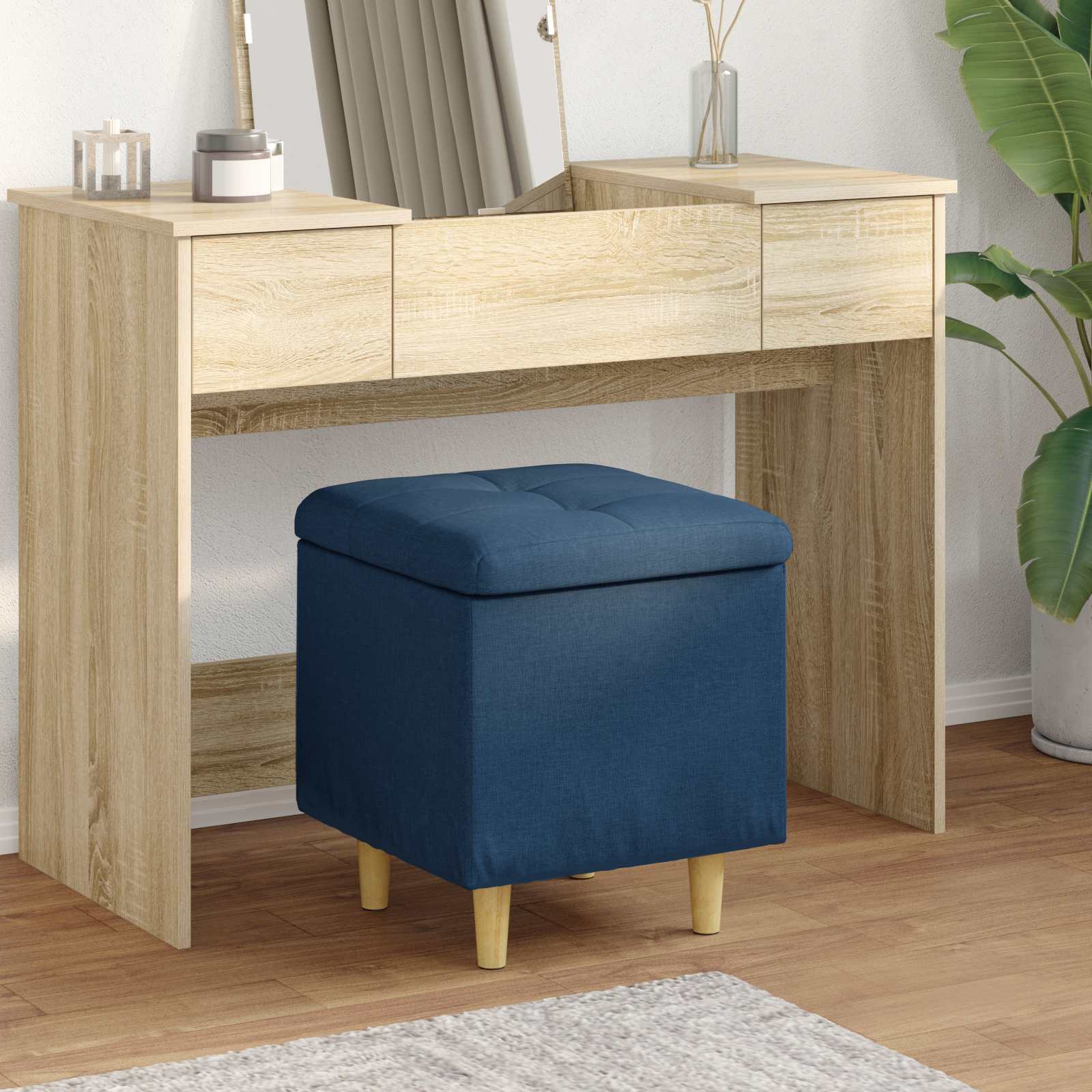 vidaXL Knopkruk met kussen Lichtgrijs 80 x 80 x 45 cm Stof
