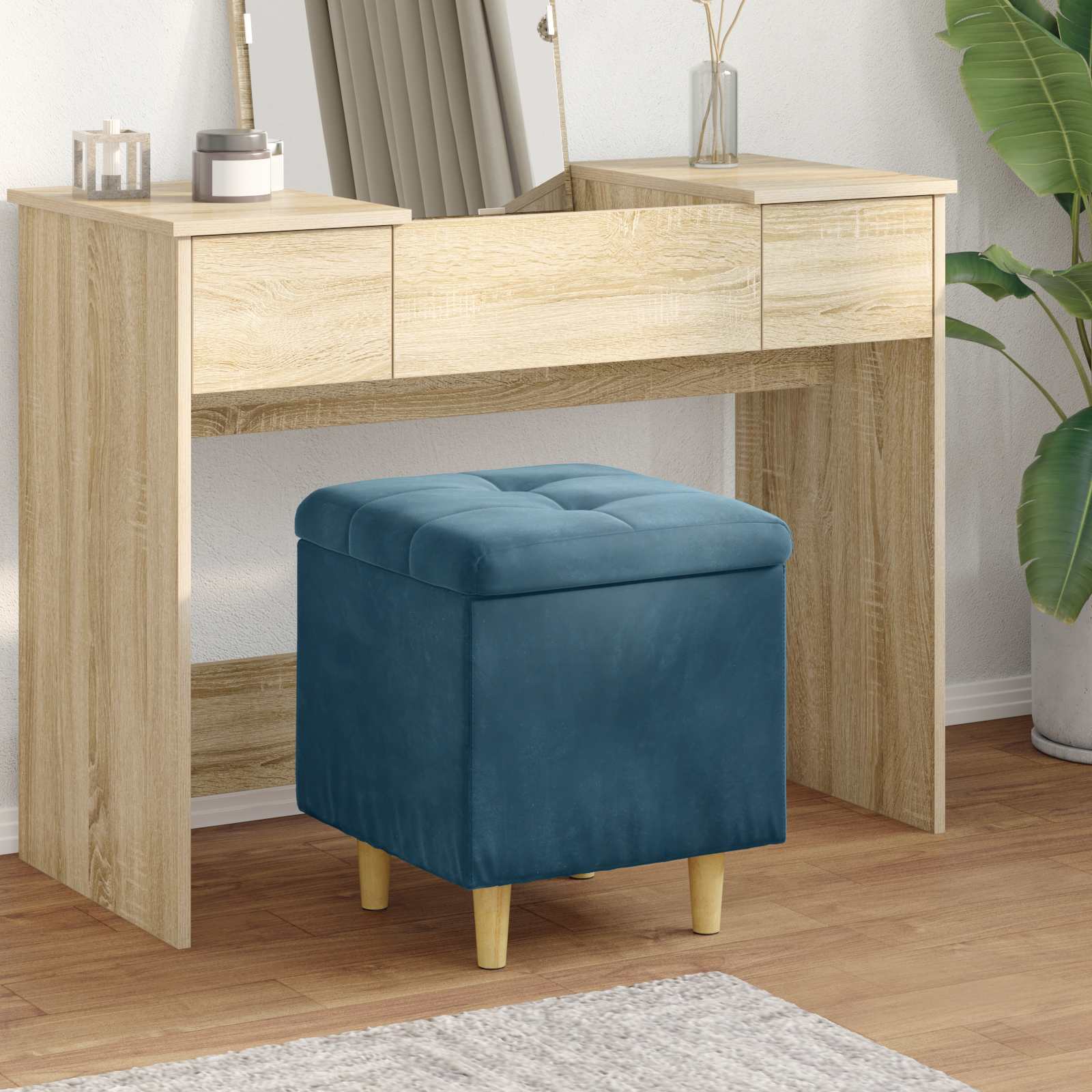 vidaXL Knopkruk met kussen Lichtgrijs 80 x 80 x 45 cm Stof