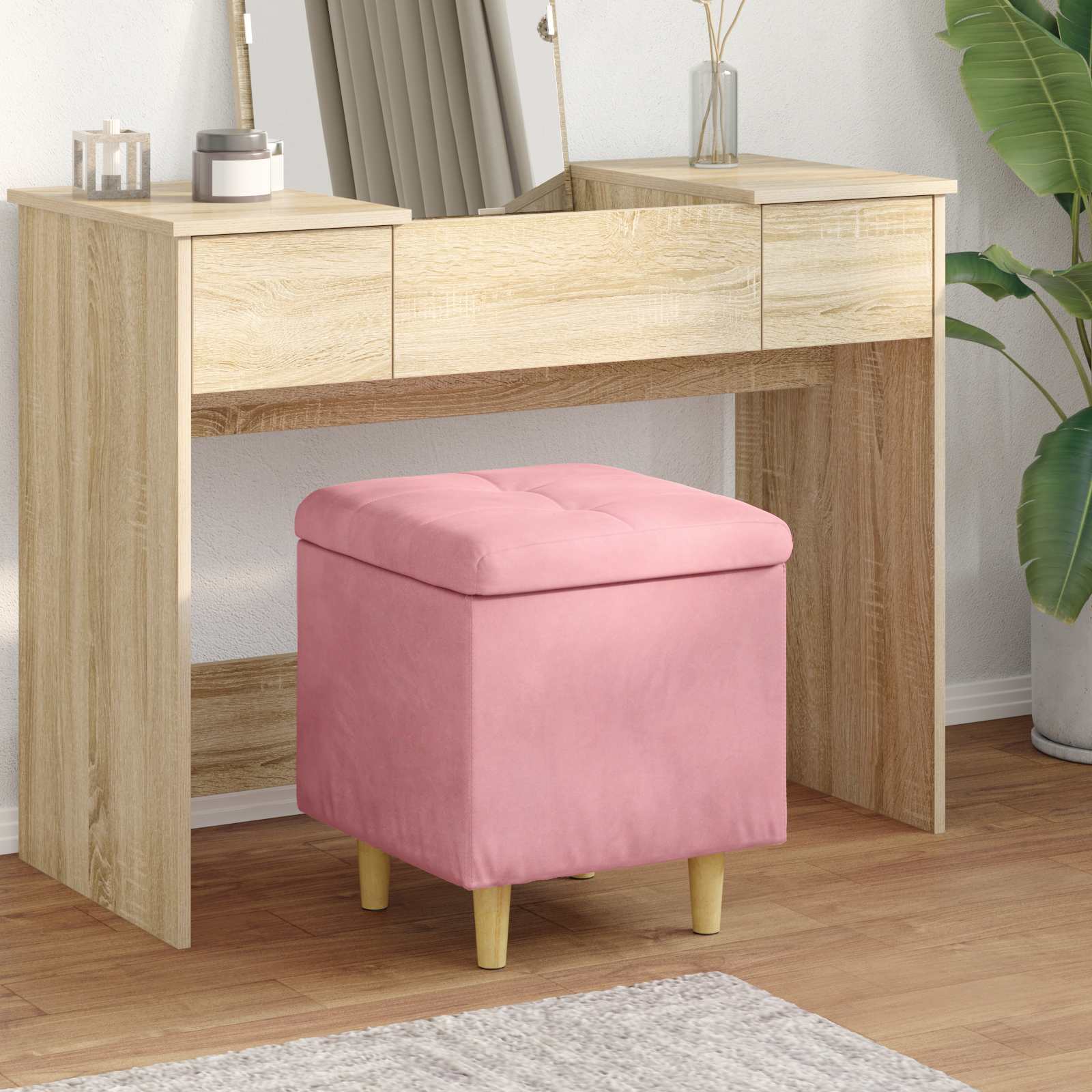 vidaXL Knopkruk met kussen Lichtgrijs 80 x 80 x 45 cm Stof