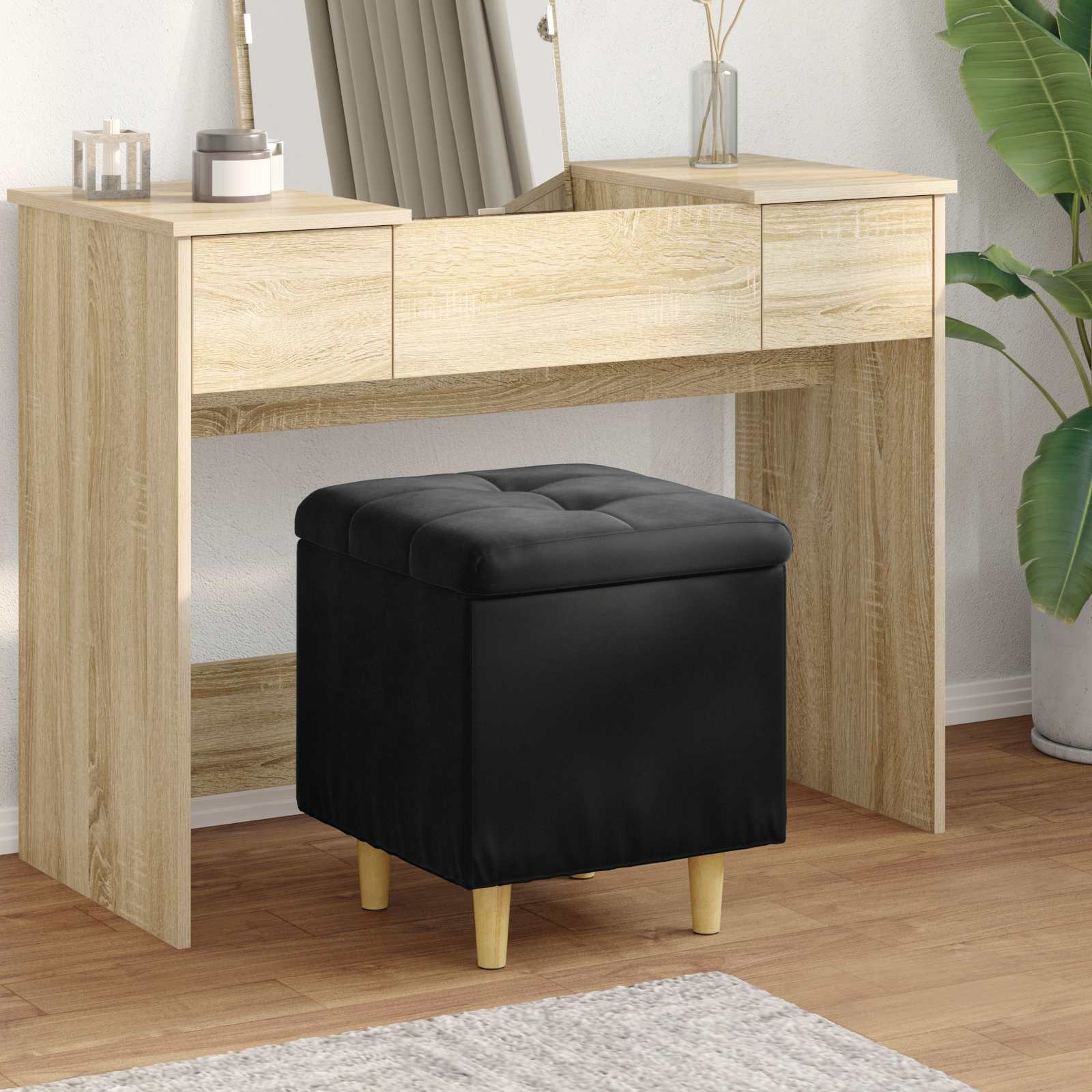vidaXL Knopkruk met kussen Lichtgrijs 80 x 80 x 45 cm Stof
