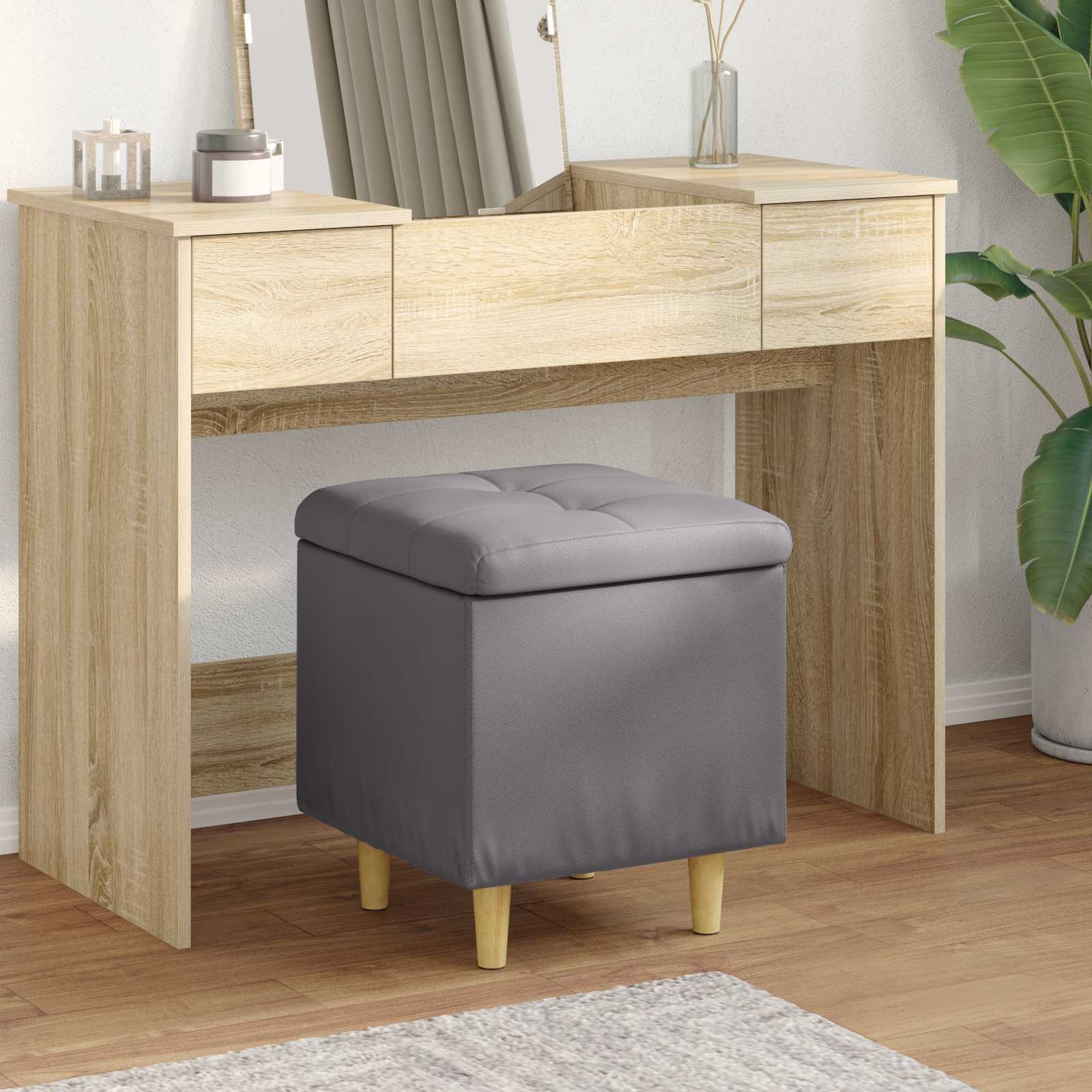 vidaXL Knopkruk met kussen Lichtgrijs 80 x 80 x 45 cm Stof