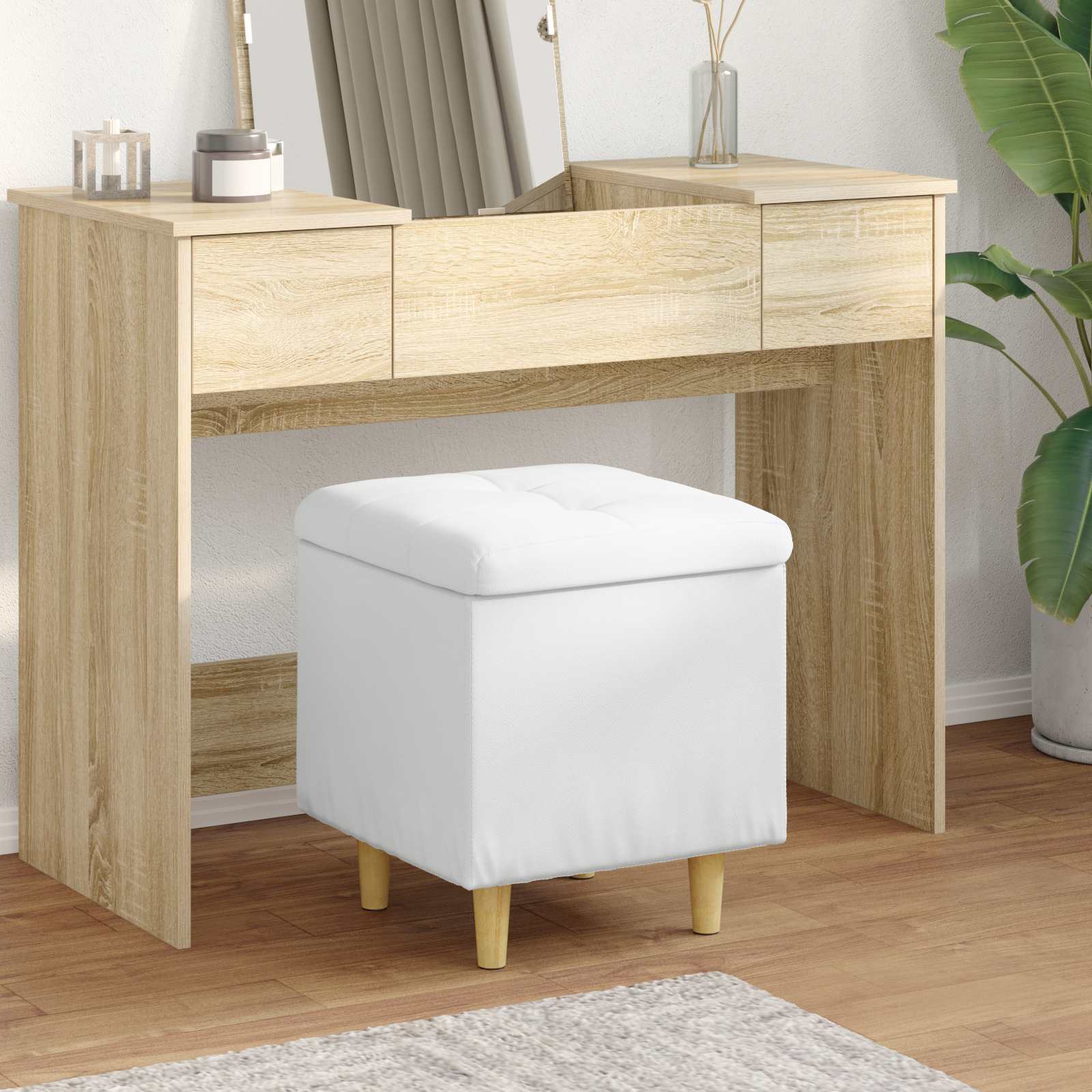 vidaXL Knopkruk met kussen Lichtgrijs 80 x 80 x 45 cm Stof