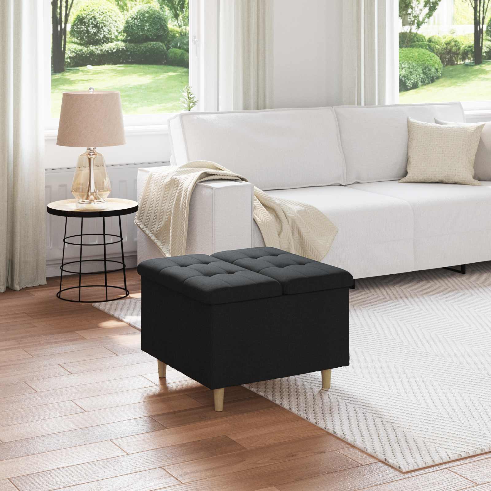 vidaXL Knopkruk met kussen Lichtgrijs 80 x 80 x 45 cm Stof