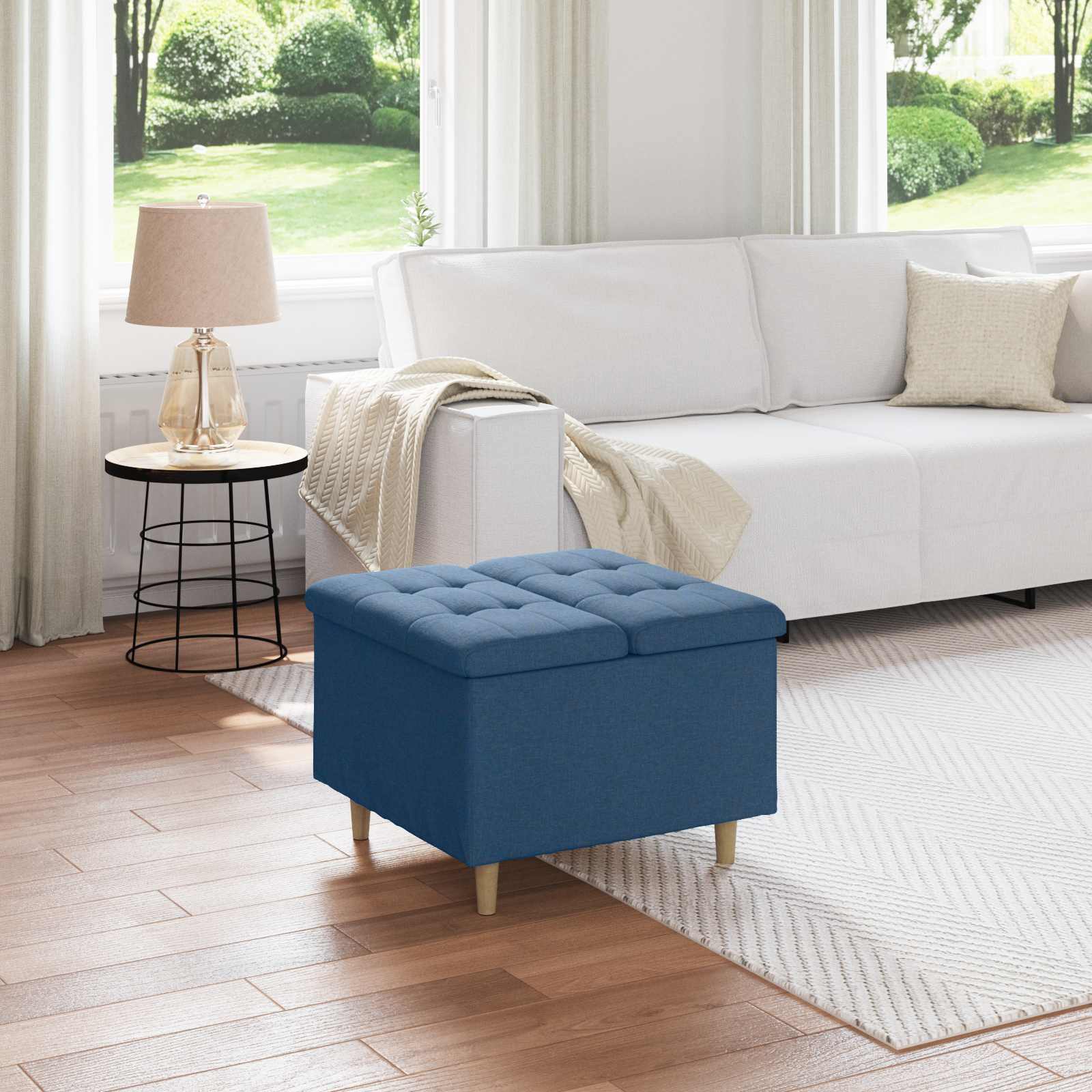 vidaXL Knopkruk met kussen Lichtgrijs 80 x 80 x 45 cm Stof