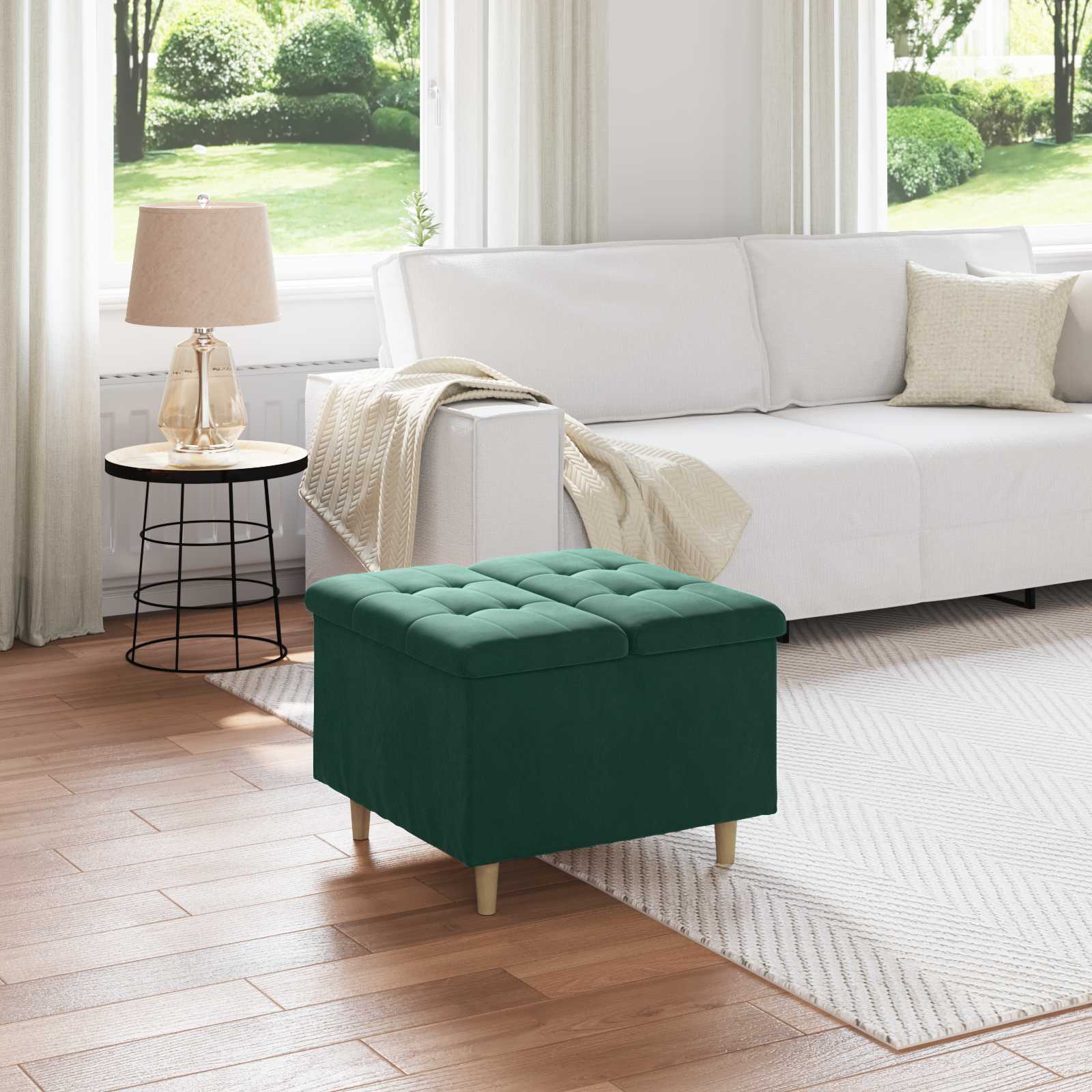 vidaXL Knopkruk met kussen Lichtgrijs 80 x 80 x 45 cm Stof