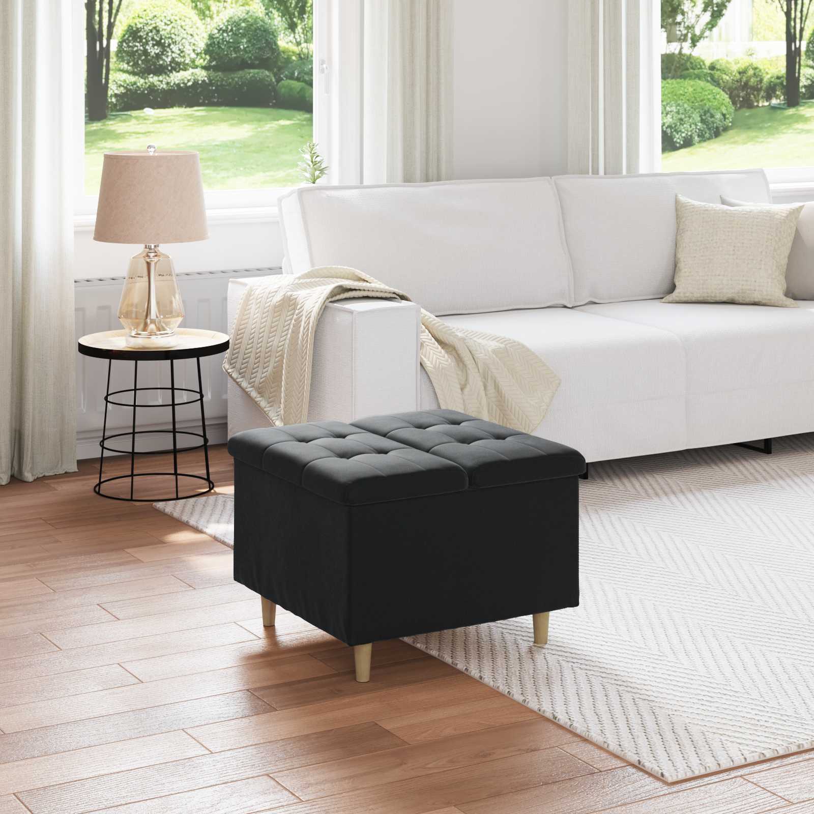 vidaXL Knopkruk met kussen Lichtgrijs 80 x 80 x 45 cm Stof
