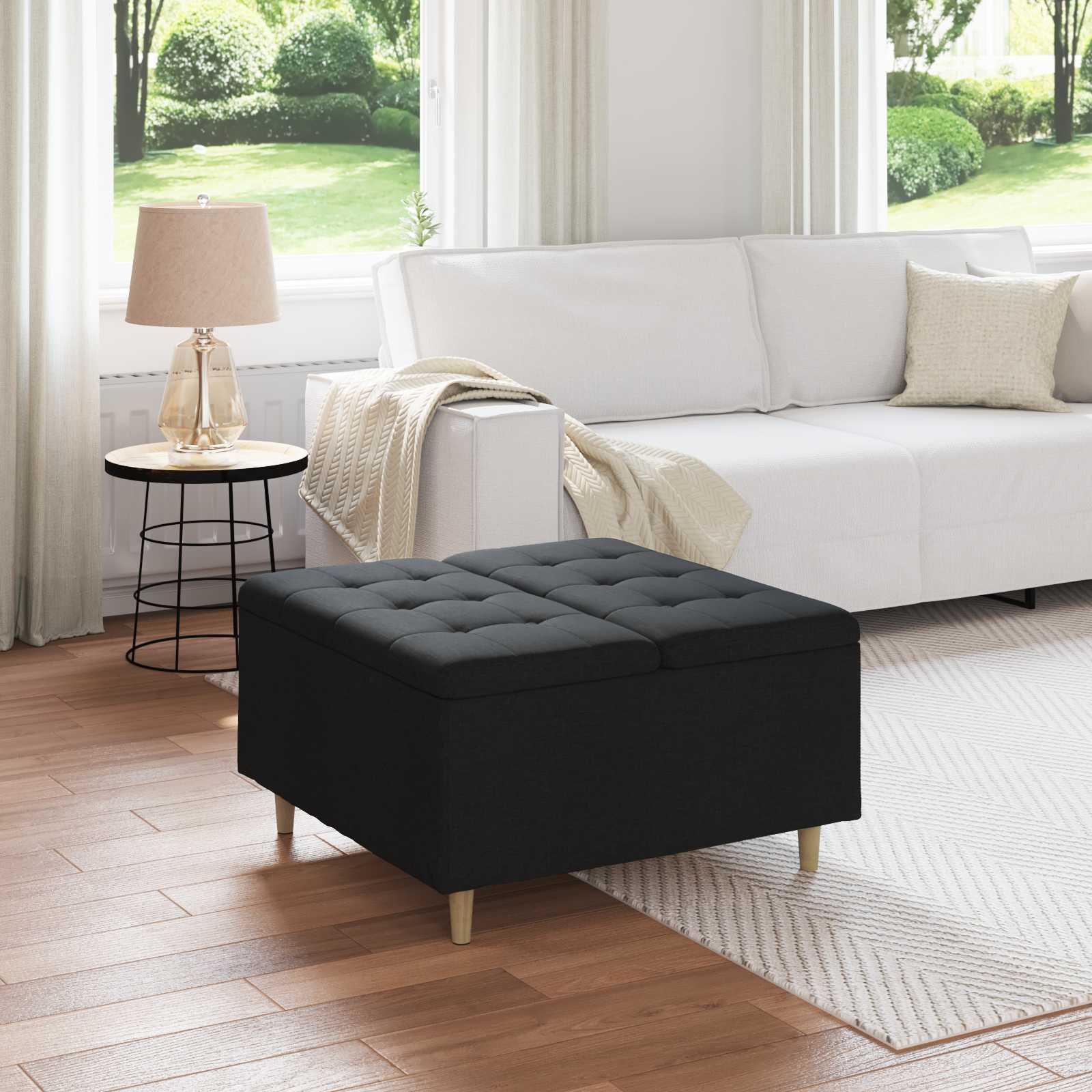 vidaXL Knopkruk met kussen Lichtgrijs 80 x 80 x 45 cm Stof