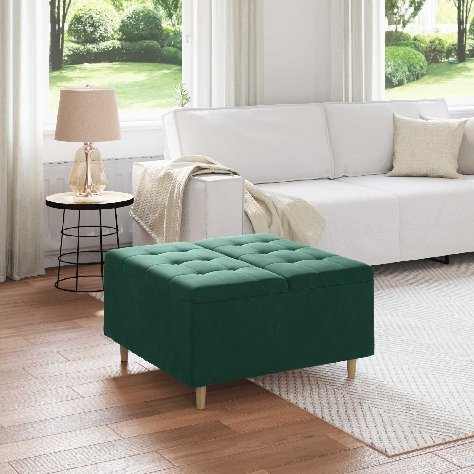 vidaXL Knopkruk met kussen Lichtgrijs 80 x 80 x 45 cm Stof