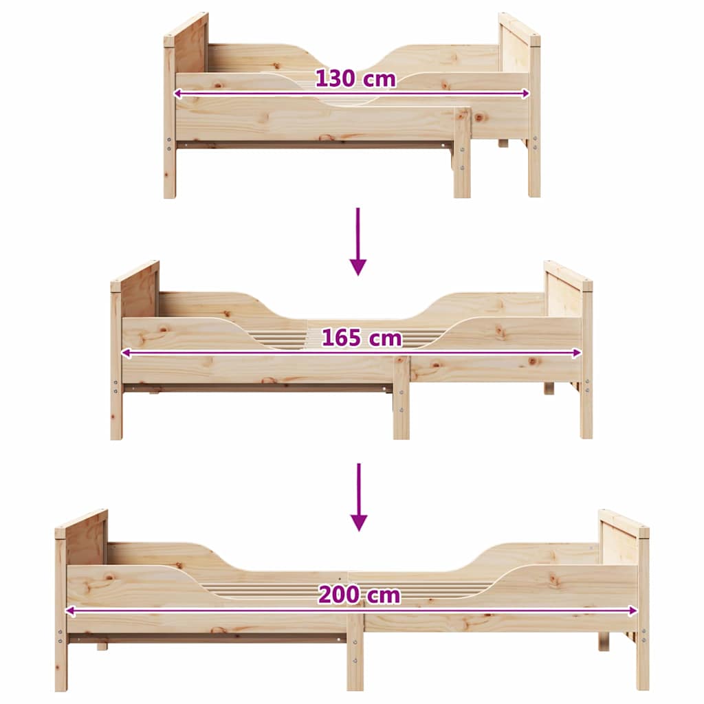 vidaXL Uitbreidbaar Bedframe voor Kinderen Bruin 80 x 130 / 165 / 200 cm