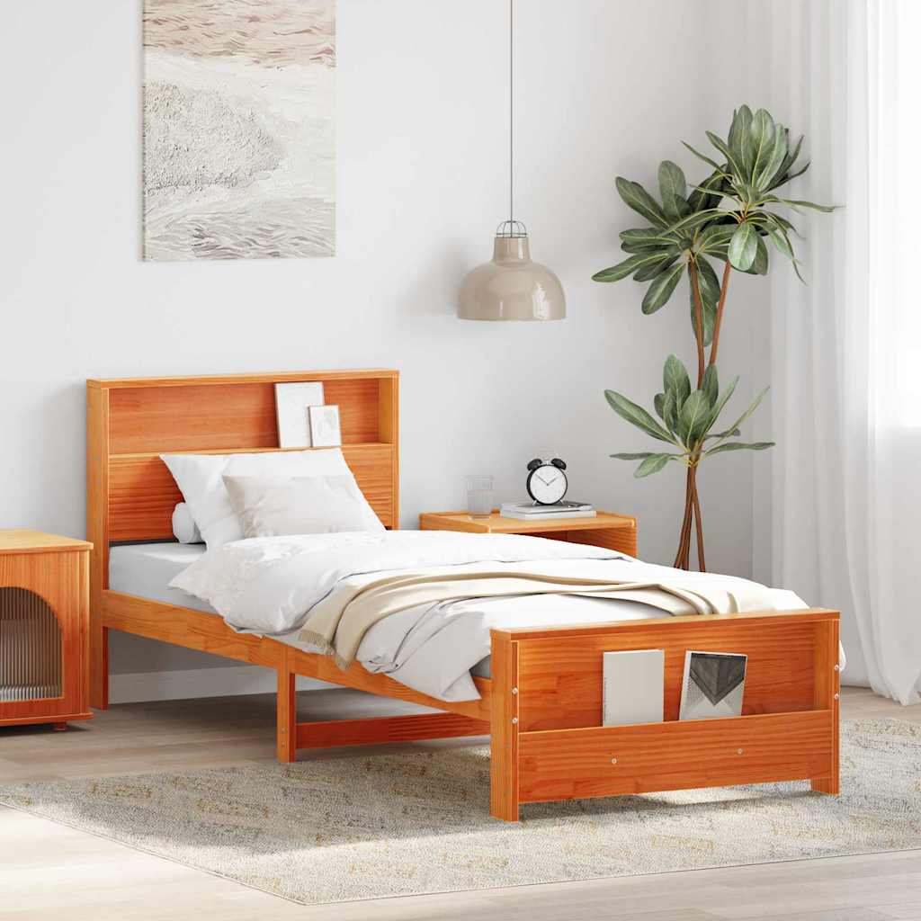 vidaXL Bedframe met hoofdeinde Wit 120 x 200 cm Massief grenenhout
