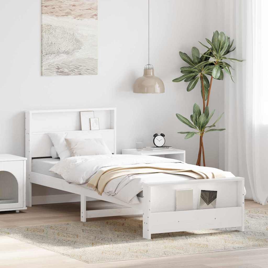 vidaXL Bedframe met hoofdeinde Wit 120 x 200 cm Massief grenenhout