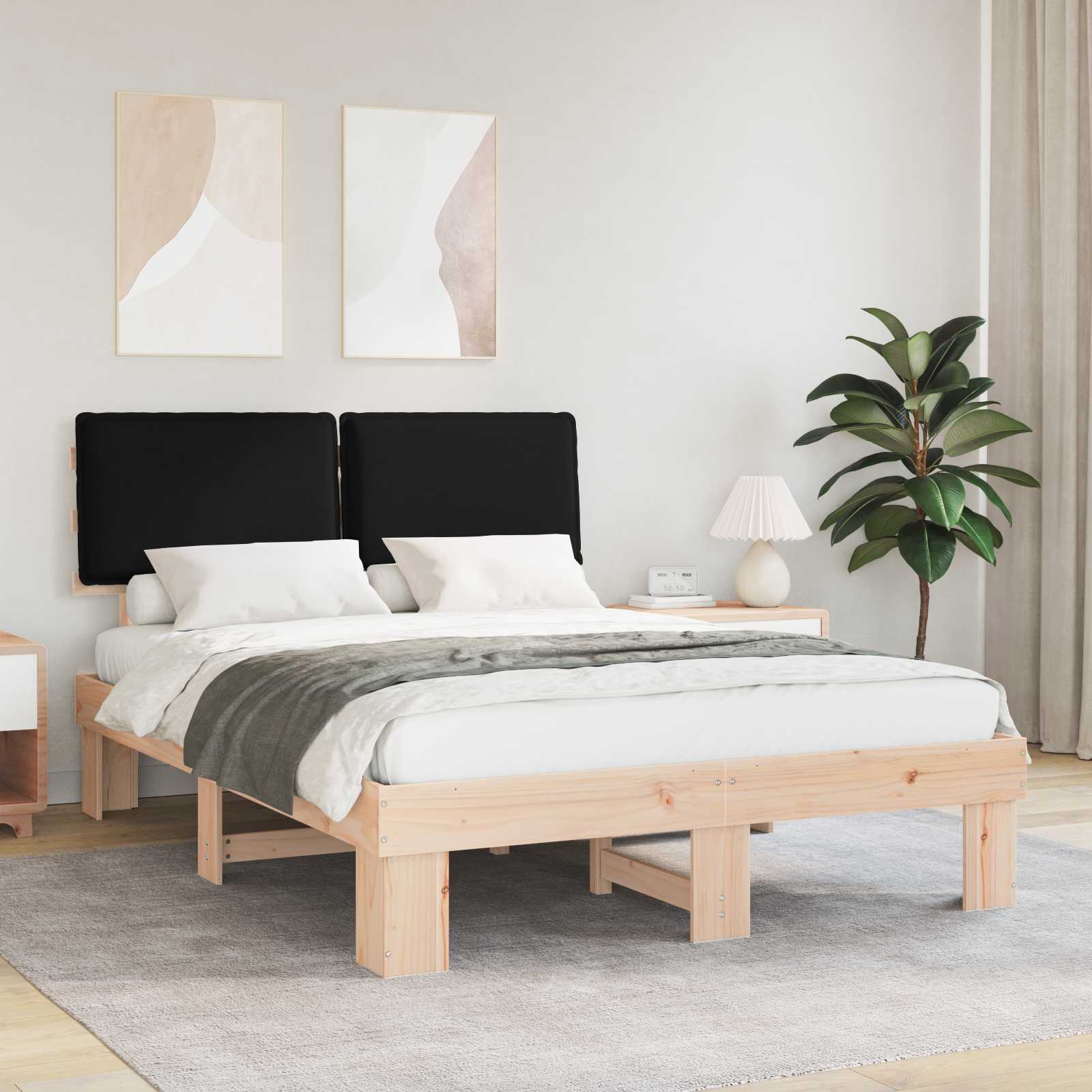 vidaXL Bedframe met Gevoerd Hoofdgedeelte Lichtgrijs 200 x 200 cm