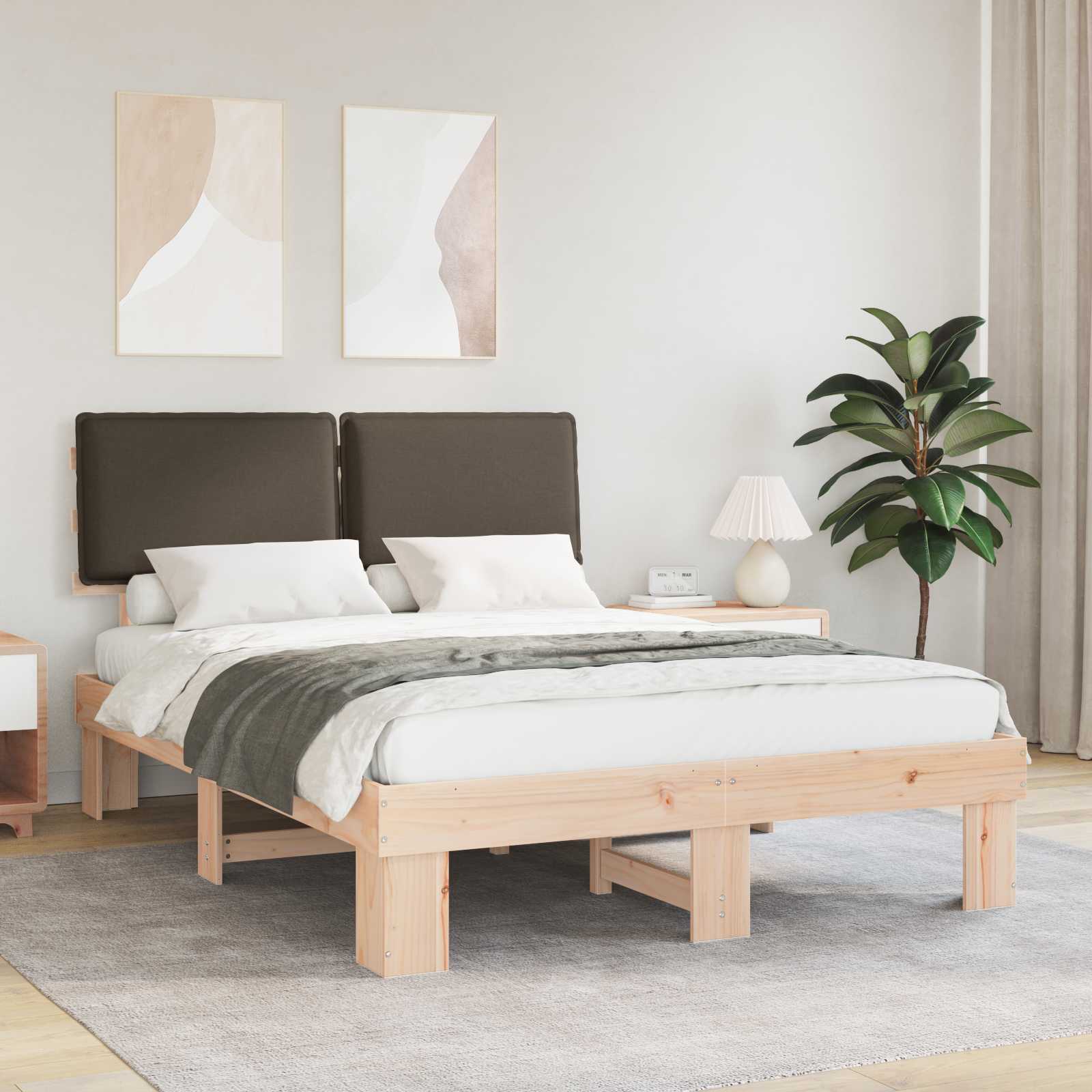 vidaXL Bedframe met Gevoerd Hoofdgedeelte Lichtgrijs 200 x 200 cm