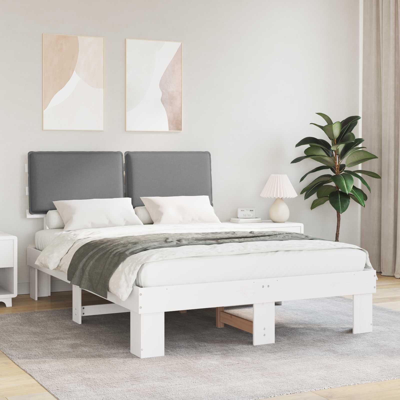 vidaXL Bedframe met Gevoerd Hoofdgedeelte Lichtgrijs 200 x 200 cm