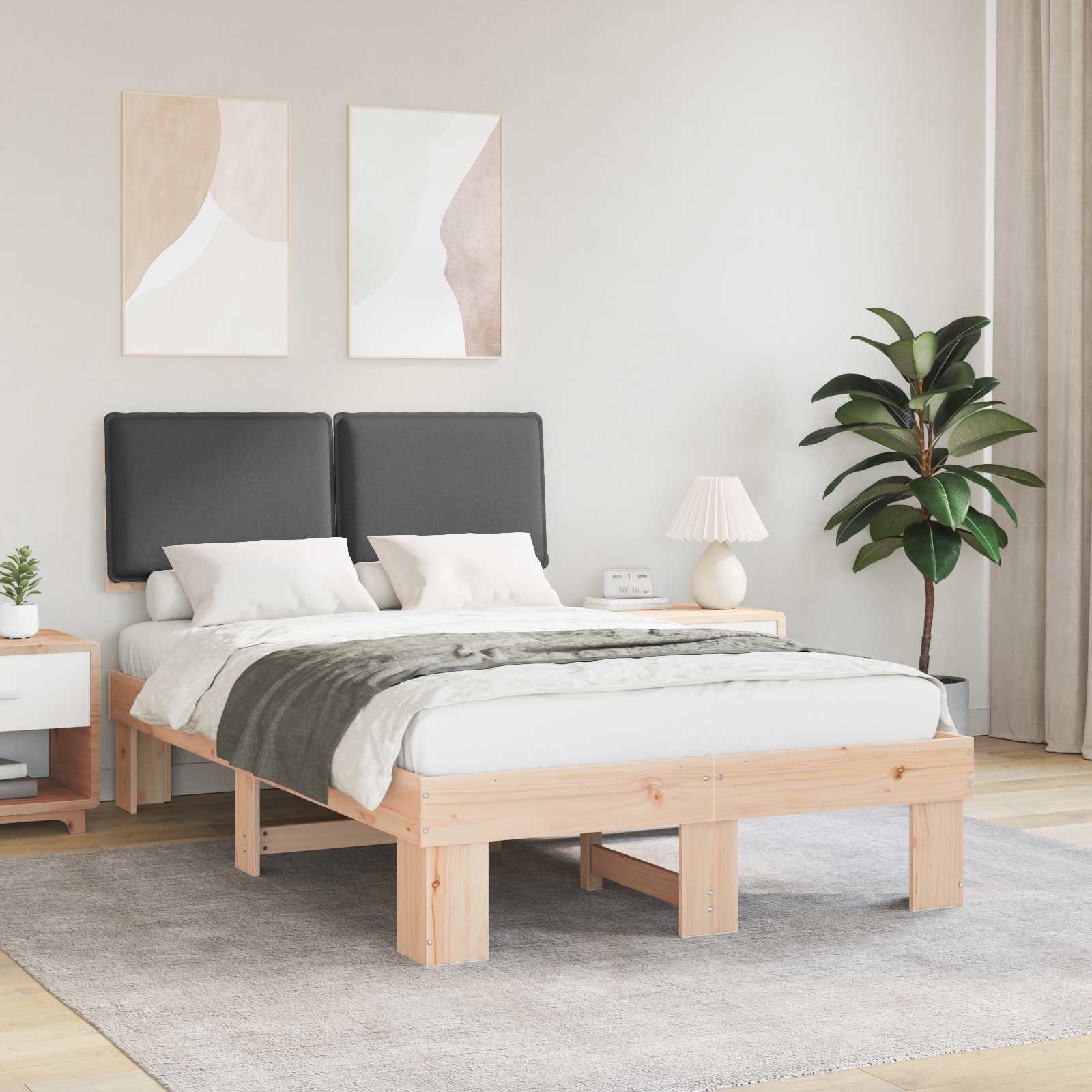 vidaXL Bedframe met Gevoerd Hoofdgedeelte Lichtgrijs 200 x 200 cm