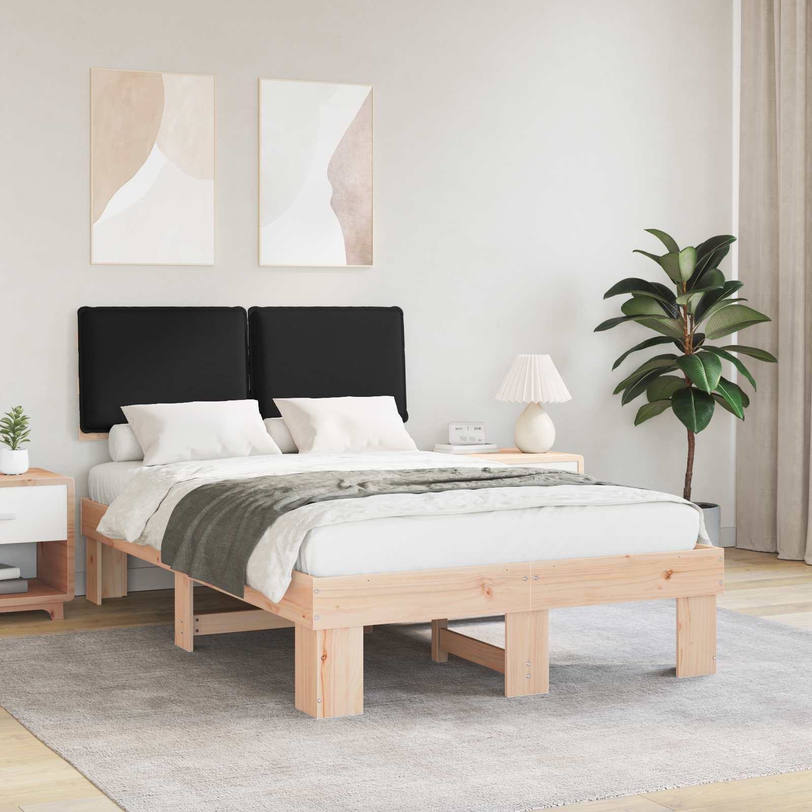 vidaXL Bedframe met Gevoerd Hoofdgedeelte Lichtgrijs 200 x 200 cm