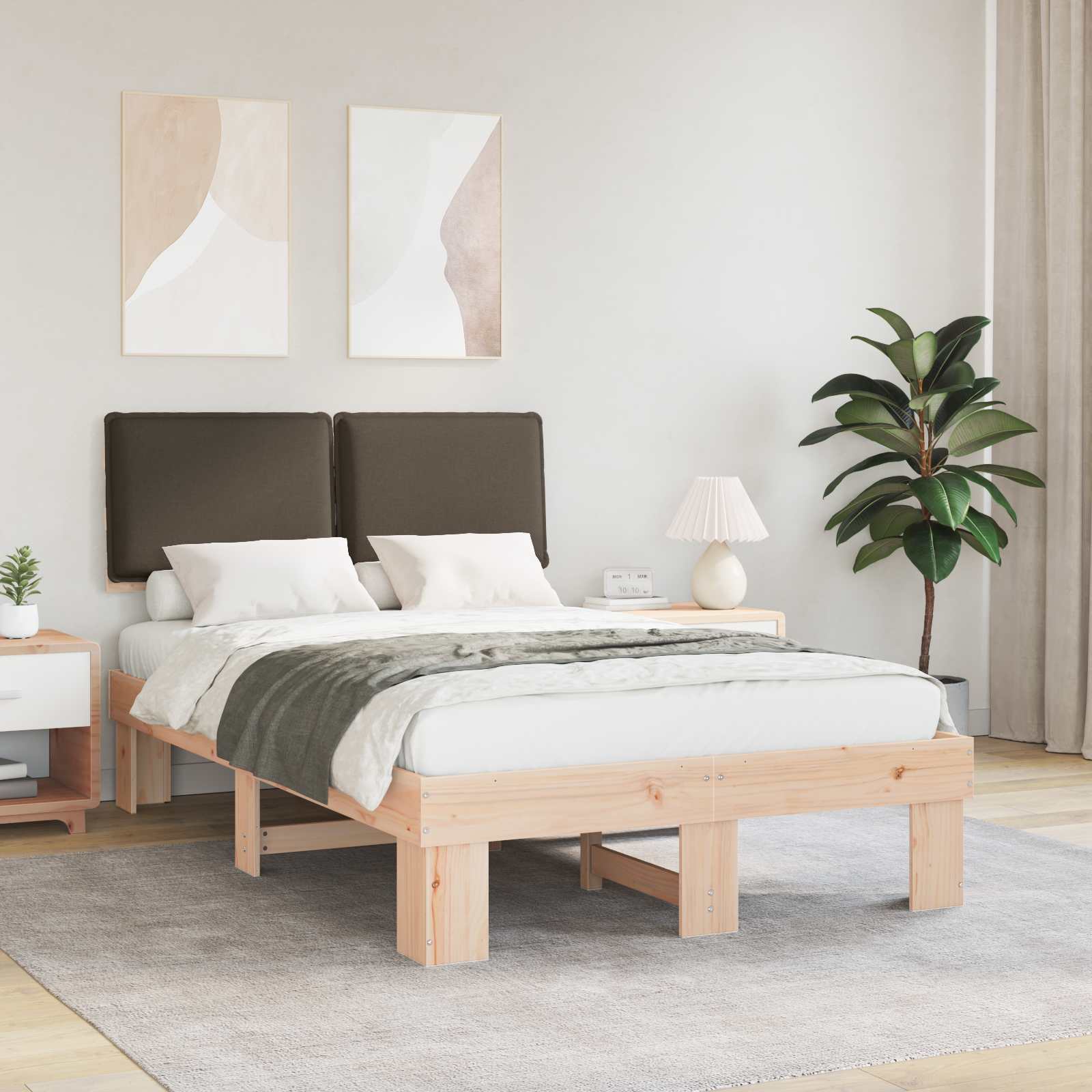 vidaXL Bedframe met Gevoerd Hoofdgedeelte Lichtgrijs 200 x 200 cm
