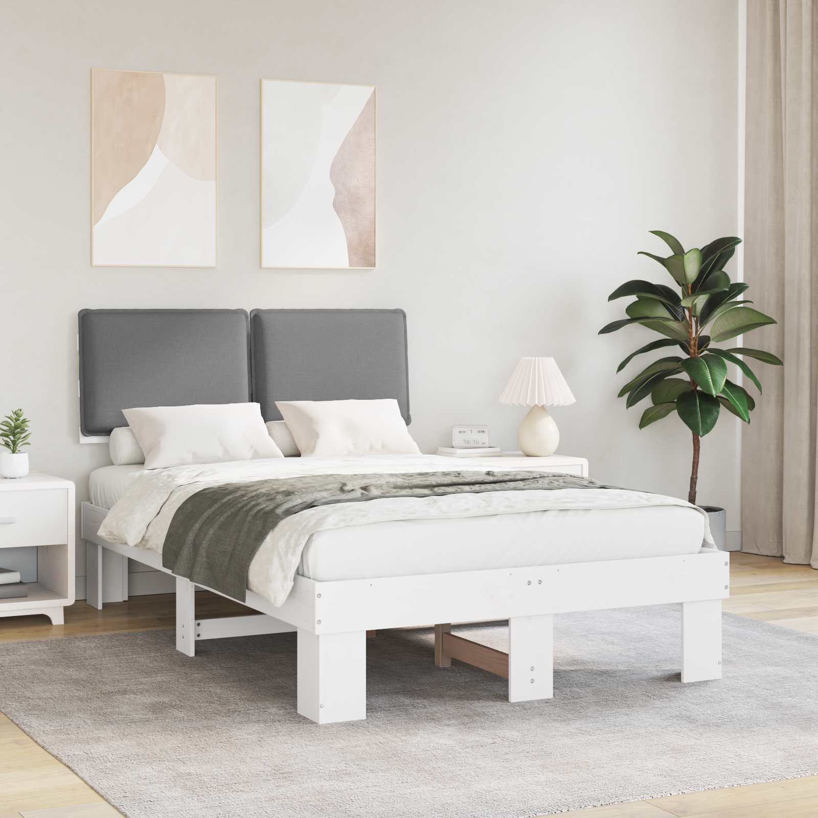 vidaXL Bedframe met Gevoerd Hoofdgedeelte Lichtgrijs 200 x 200 cm