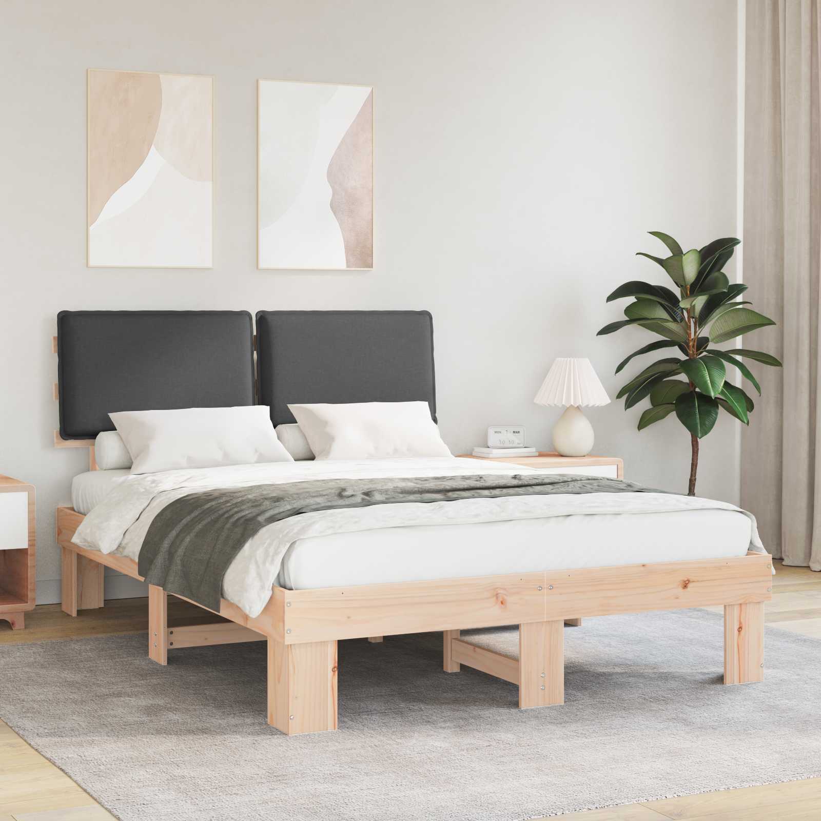 vidaXL Bedframe met Gevoerd Hoofdgedeelte Lichtgrijs 200 x 200 cm