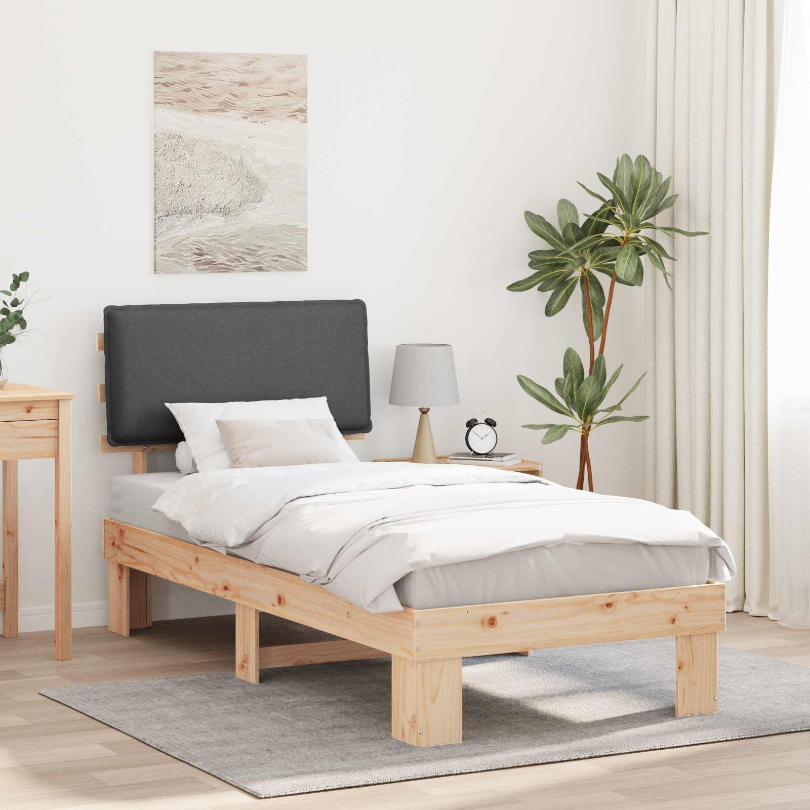 vidaXL Bedframe met Gevoerd Hoofdgedeelte Lichtgrijs 200 x 200 cm