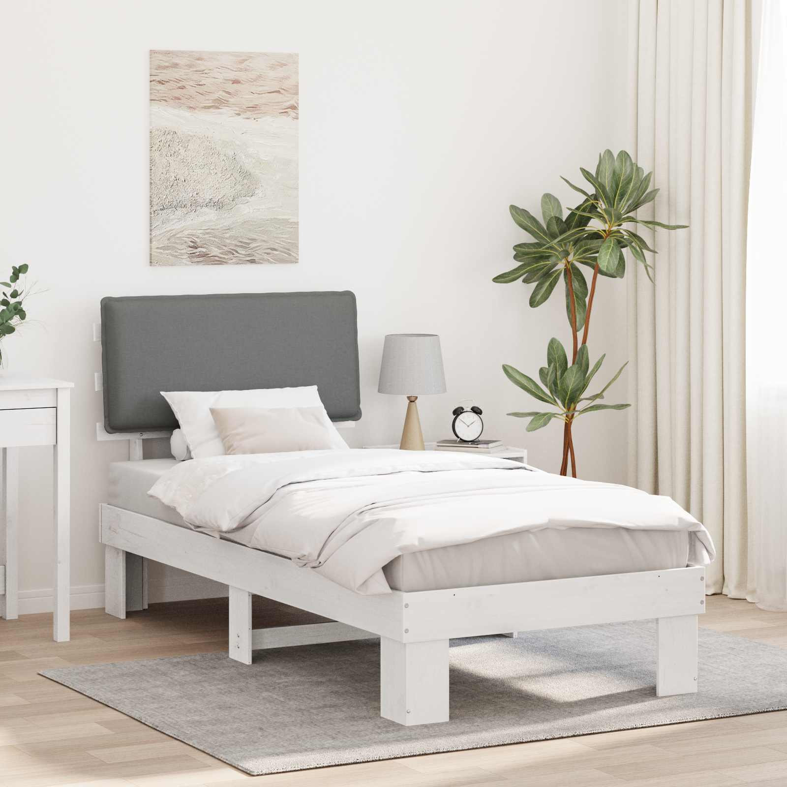 vidaXL Bedframe met Gevoerd Hoofdgedeelte Lichtgrijs 200 x 200 cm