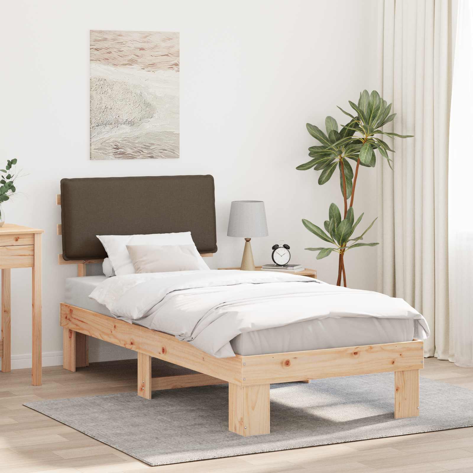 vidaXL Bedframe met Gevoerd Hoofdgedeelte Lichtgrijs 200 x 200 cm