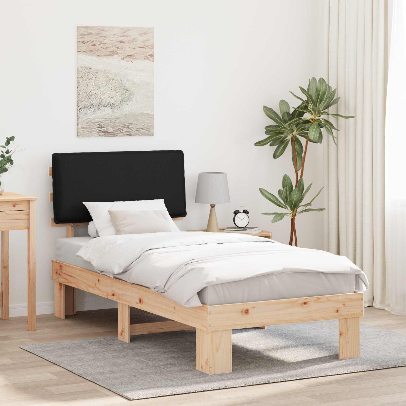 vidaXL Bedframe met Gevoerd Hoofdgedeelte Lichtgrijs 200 x 200 cm
