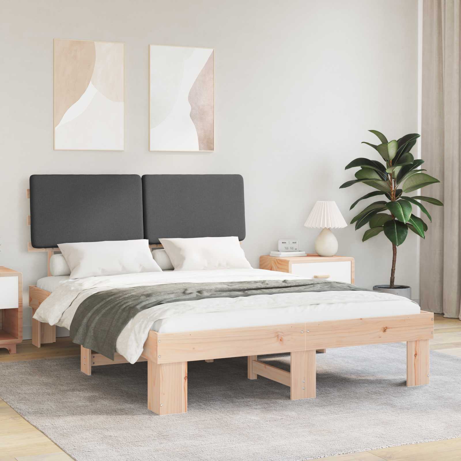 vidaXL Bedframe met Gevoerd Hoofdgedeelte Lichtgrijs 180 x 200 cm