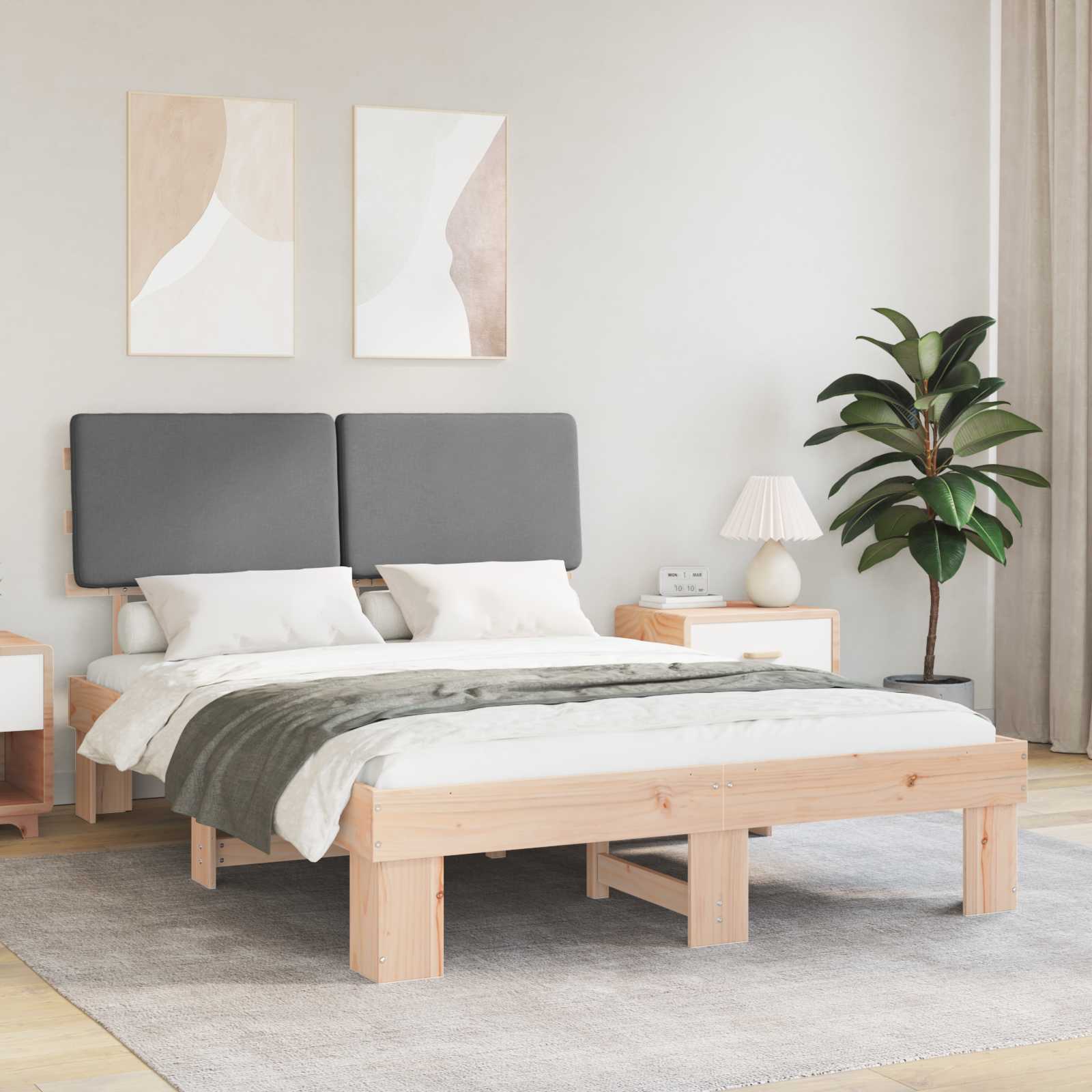 vidaXL Bedframe met Gevoerd Hoofdgedeelte Lichtgrijs 180 x 200 cm