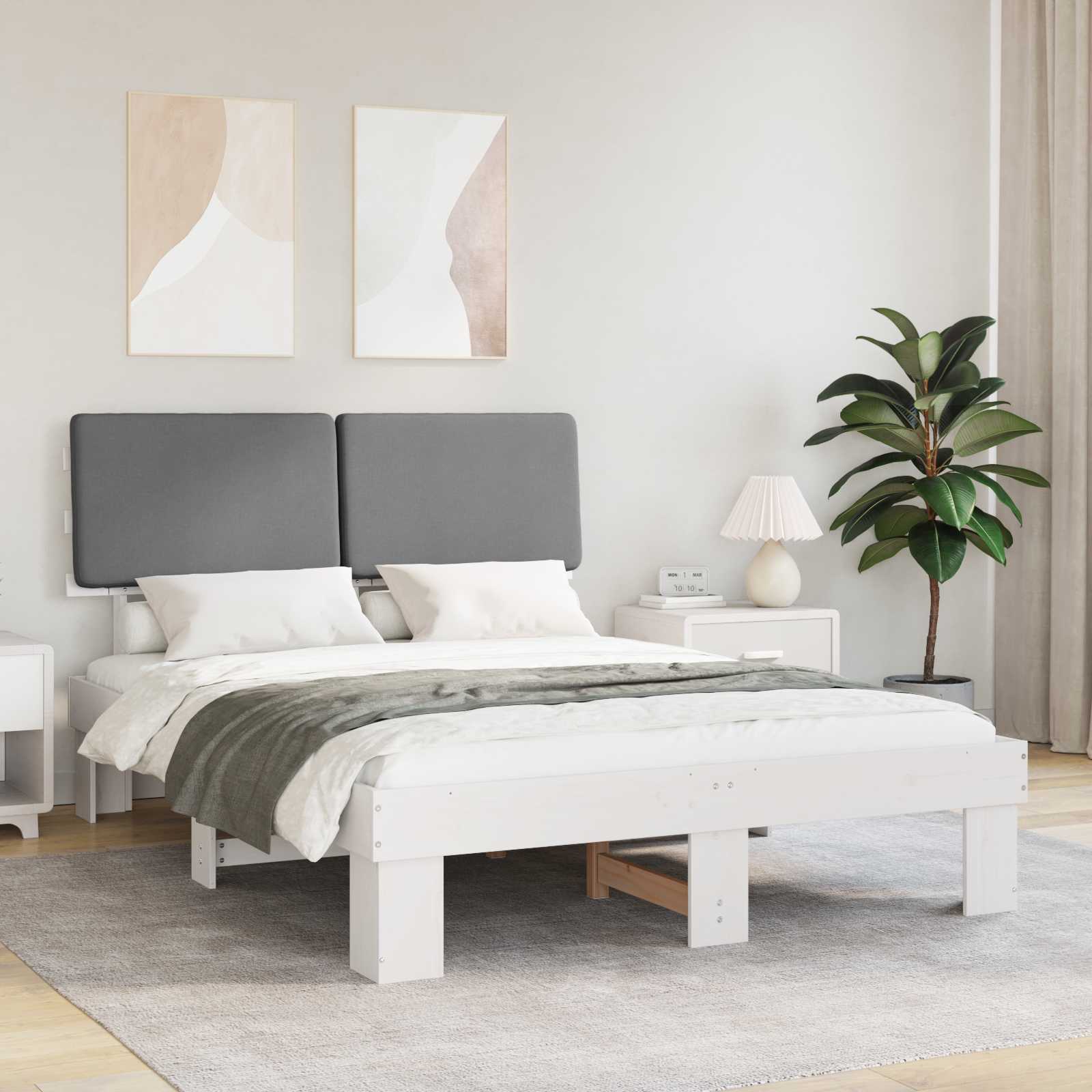 vidaXL Bedframe met Gevoerd Hoofdgedeelte Lichtgrijs 180 x 200 cm