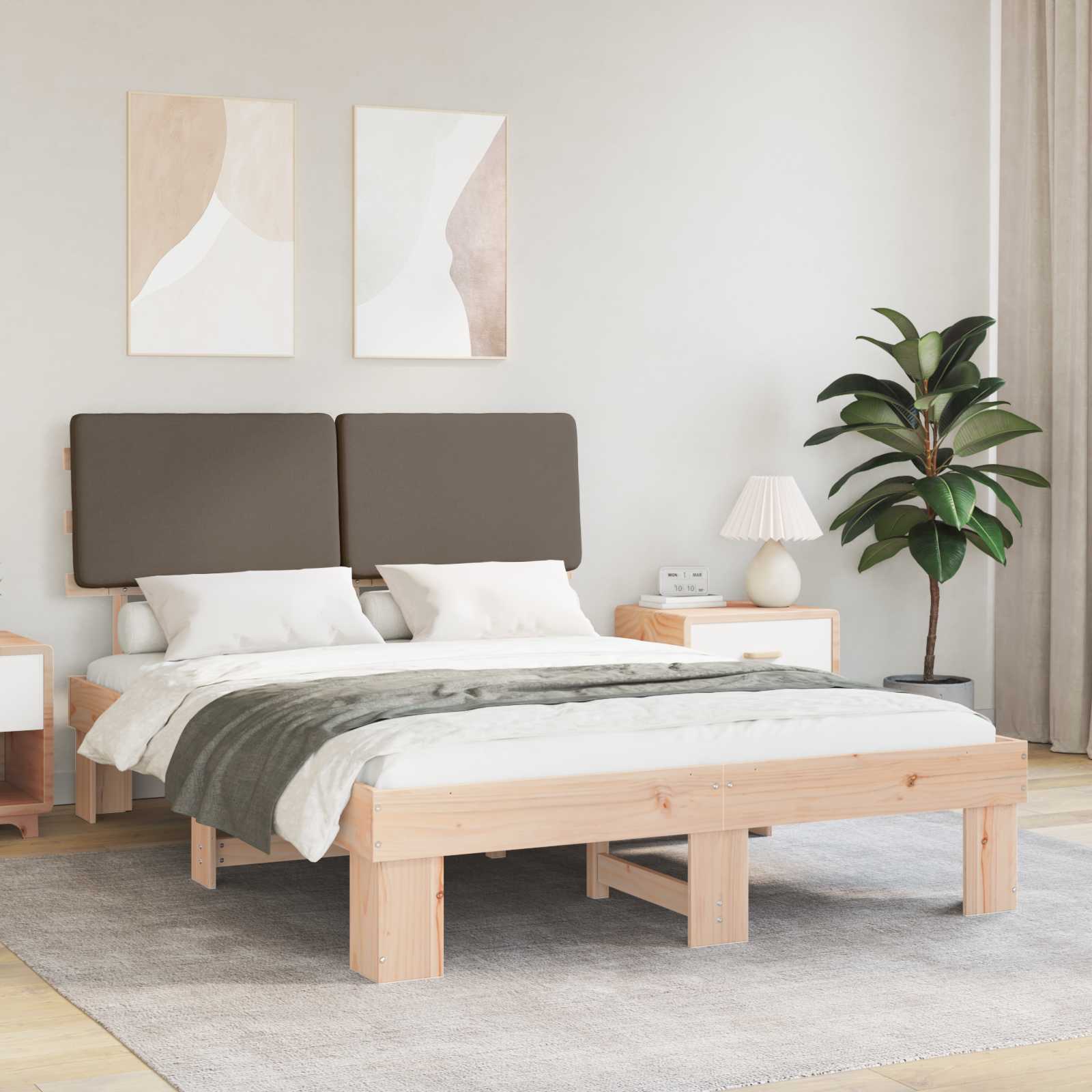 vidaXL Bedframe met Gevoerd Hoofdgedeelte Lichtgrijs 180 x 200 cm