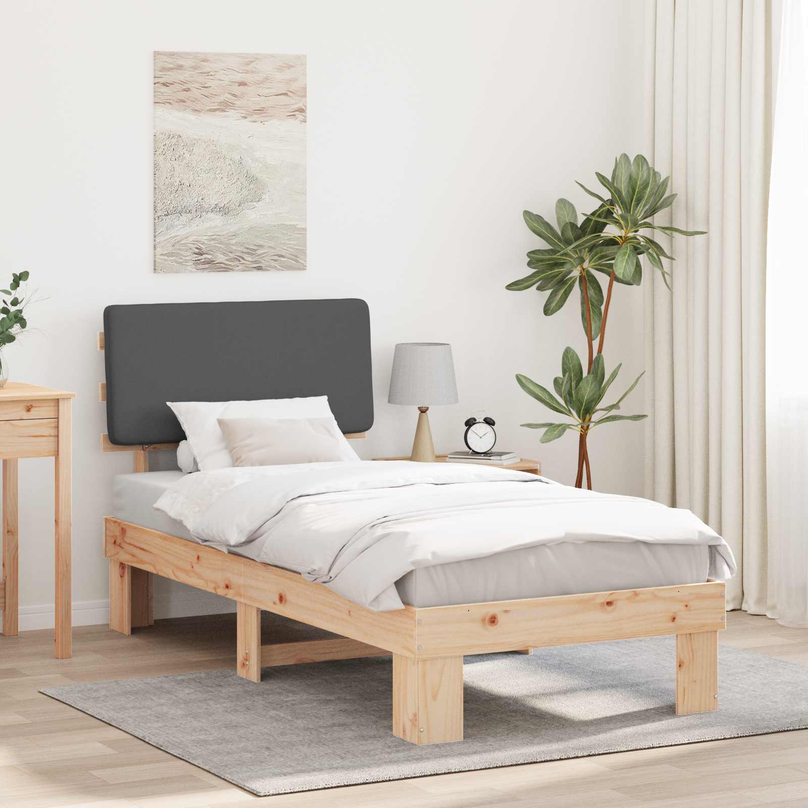 vidaXL Bedframe met Gevoerd Hoofdgedeelte Lichtgrijs 180 x 200 cm