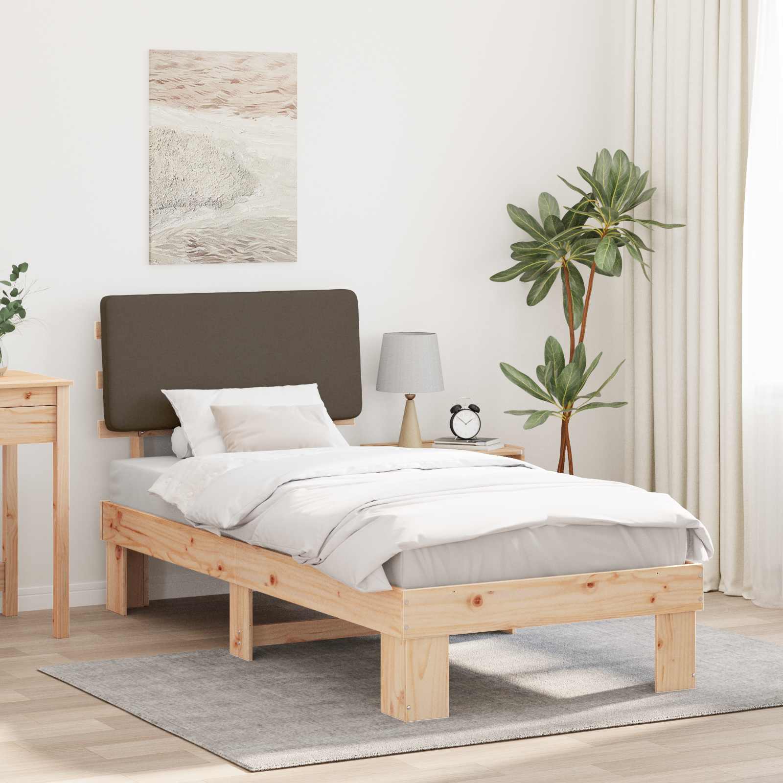vidaXL Bedframe met Gevoerd Hoofdgedeelte Lichtgrijs 180 x 200 cm
