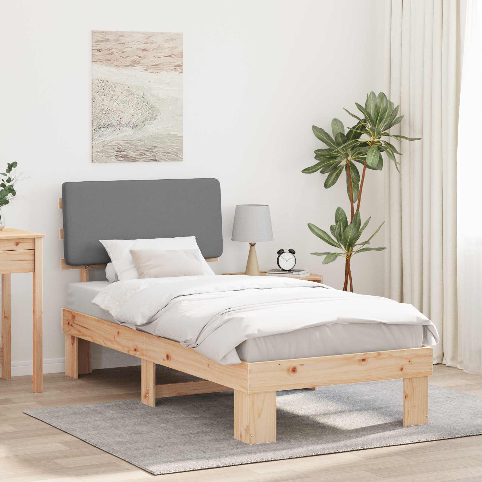 vidaXL Bedframe met Gevoerd Hoofdgedeelte Lichtgrijs 180 x 200 cm