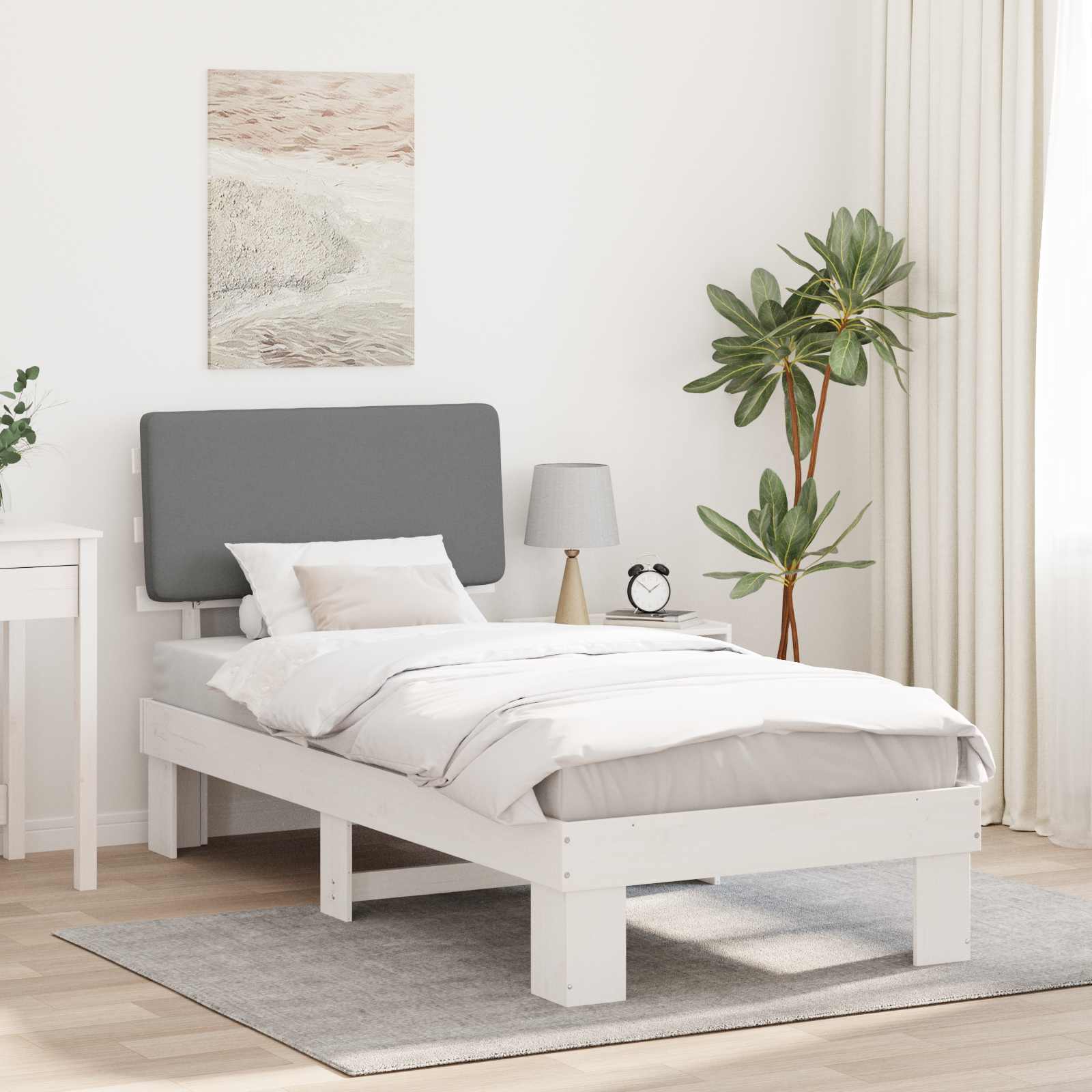 vidaXL Bedframe met Gevoerd Hoofdgedeelte Lichtgrijs 180 x 200 cm
