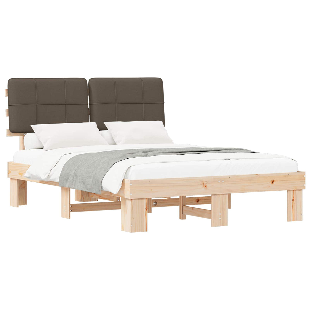 vidaXL Bedframe met Gevoerd Hoofdgedeelte Lichtgrijs 200 x 200 cm