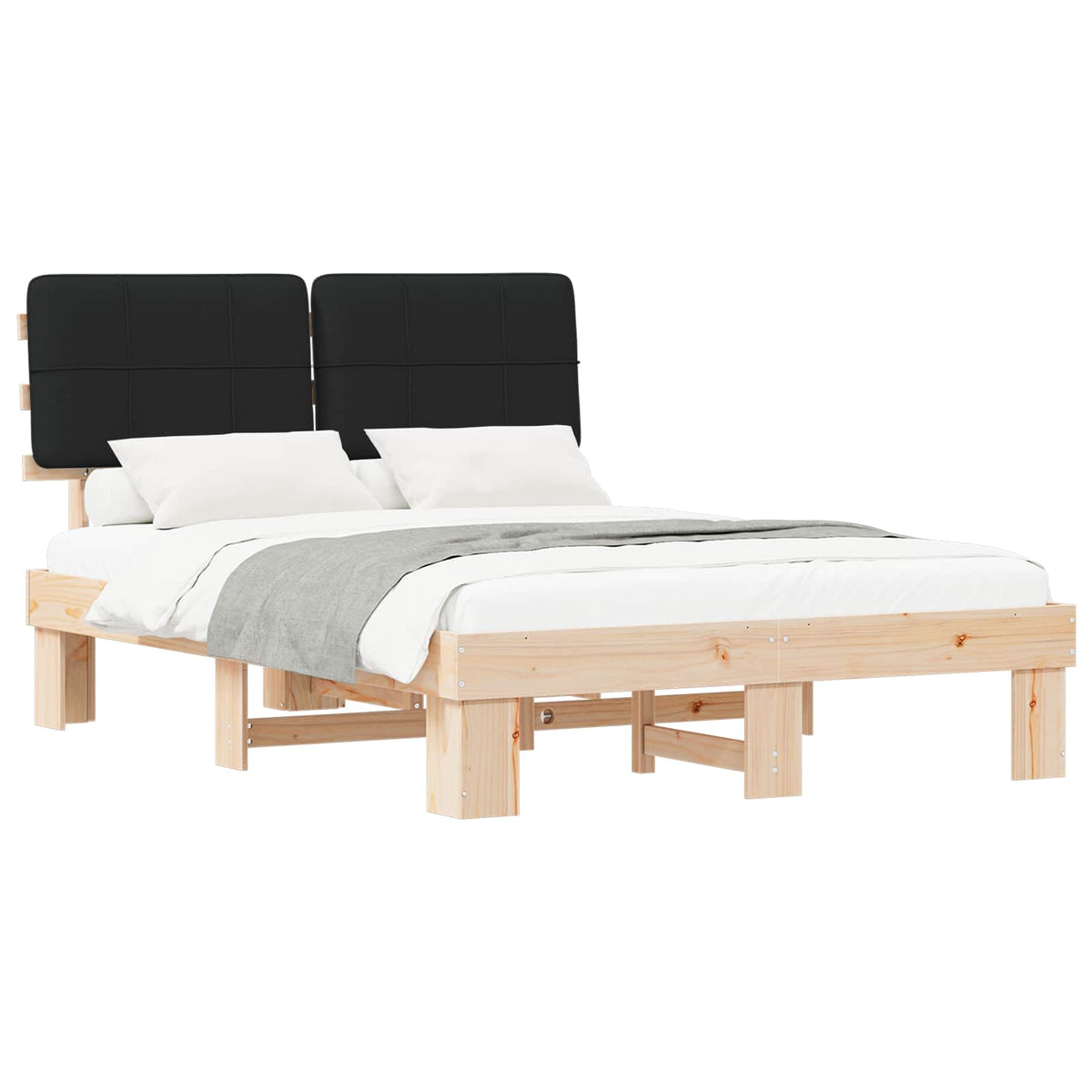 vidaXL Bedframe met Gevoerd Hoofdgedeelte Lichtgrijs 200 x 200 cm