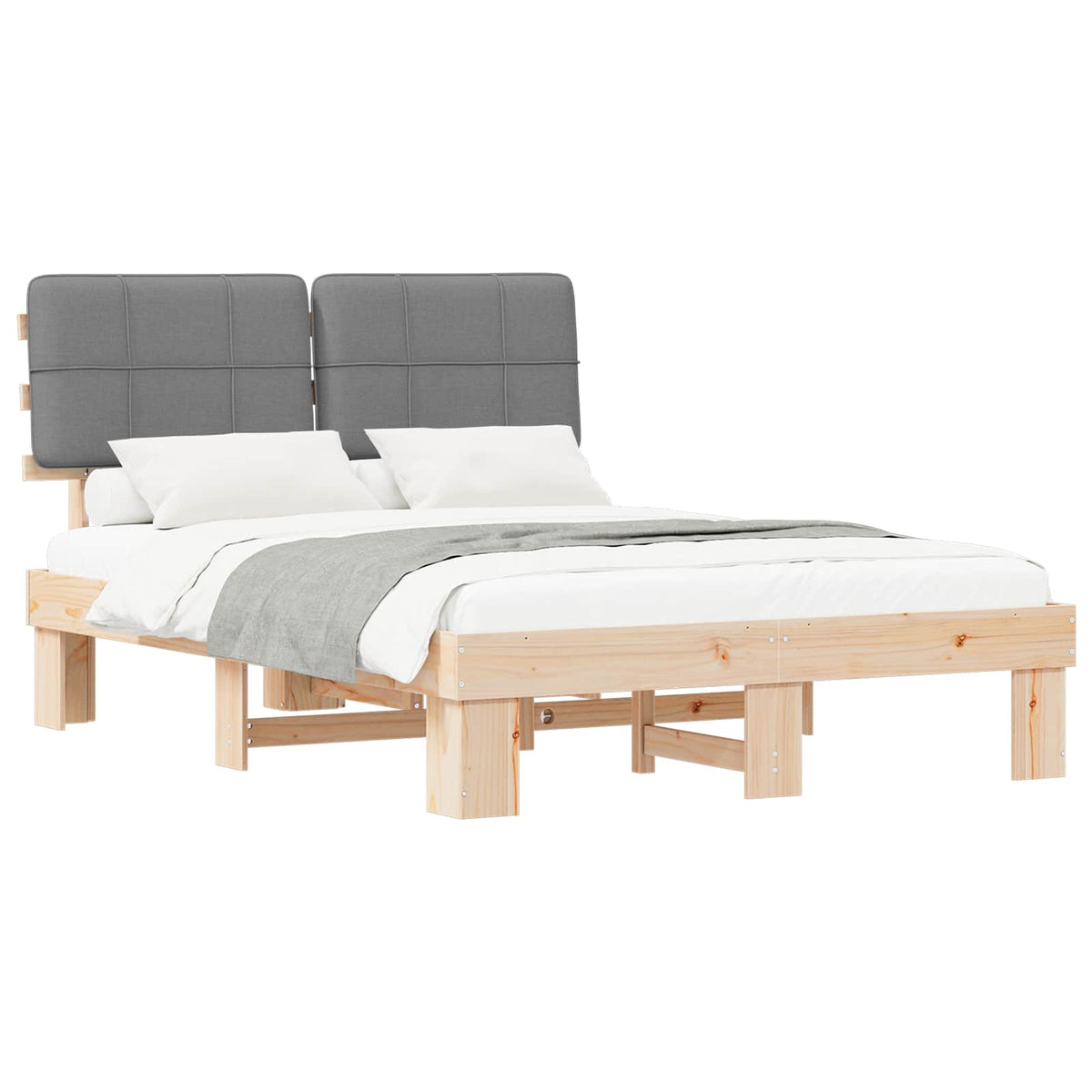 vidaXL Bedframe met Gevoerd Hoofdgedeelte Lichtgrijs 200 x 200 cm