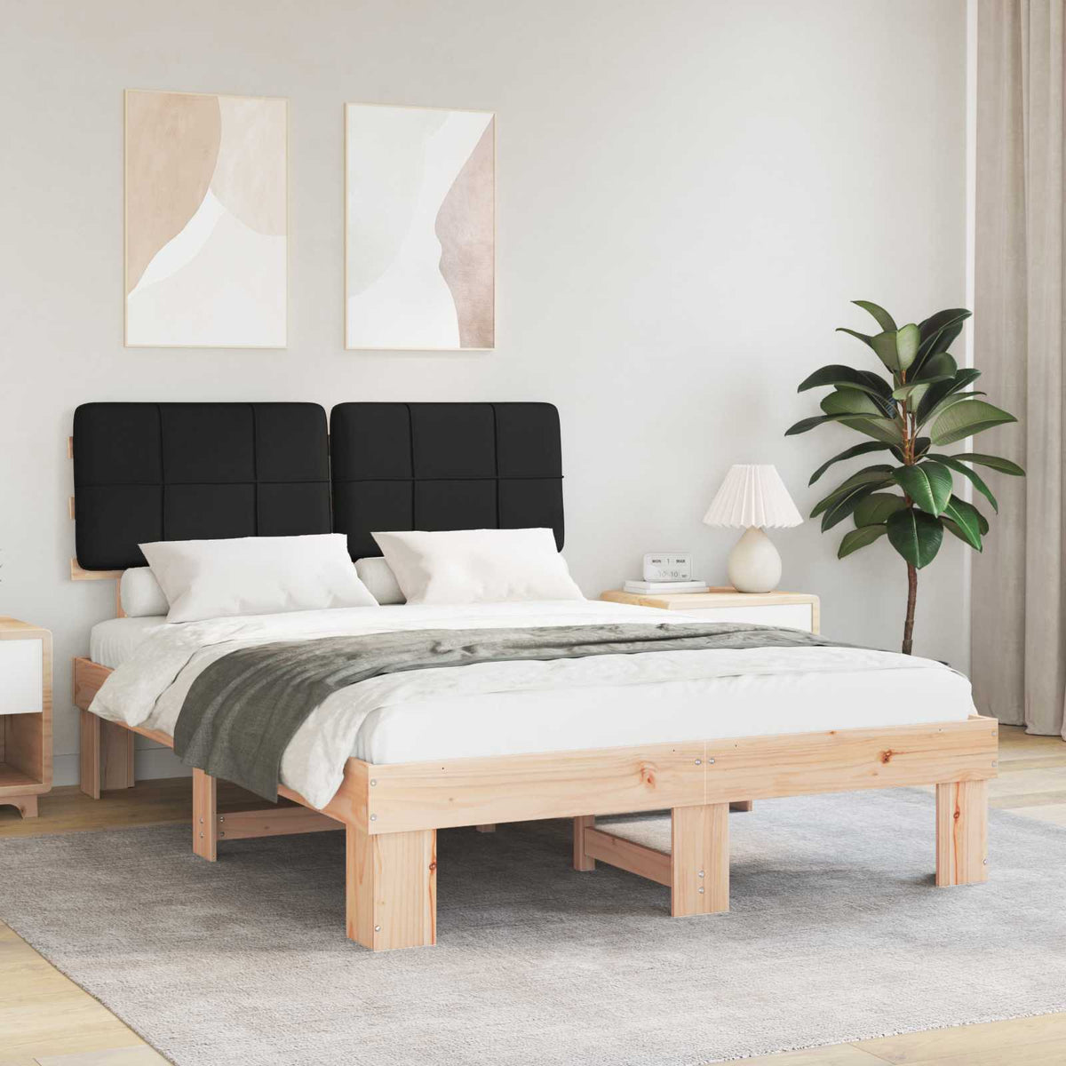 vidaXL Bedframe met Gevoerd Hoofdgedeelte Lichtgrijs 200 x 200 cm