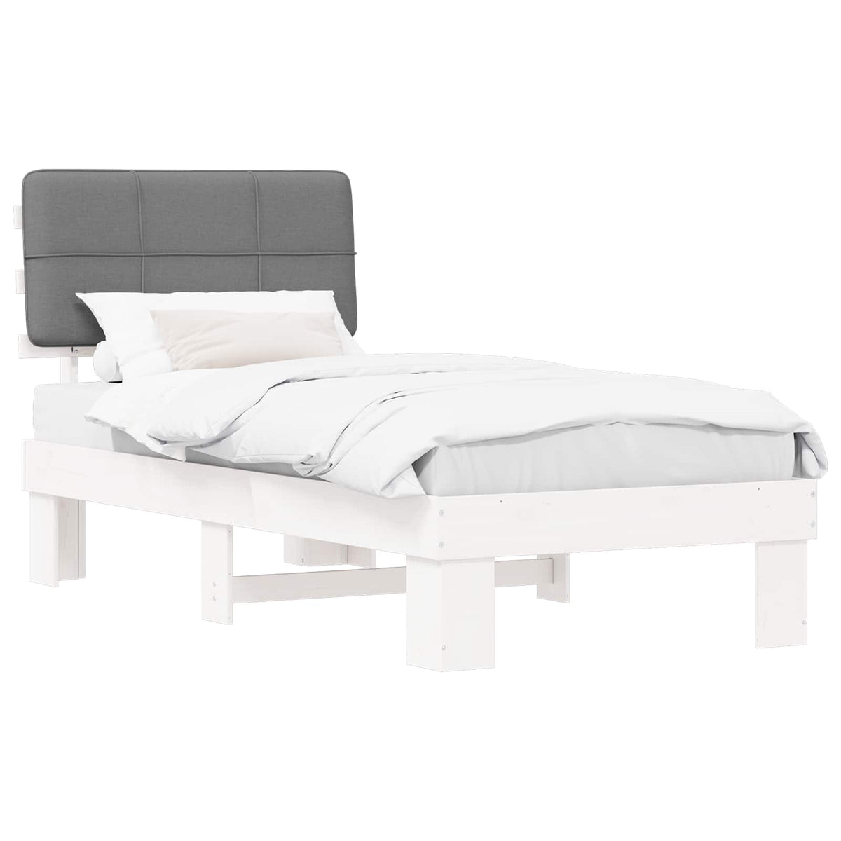 vidaXL Bedframe met Gevoerd Hoofdgedeelte Lichtgrijs 200 x 200 cm