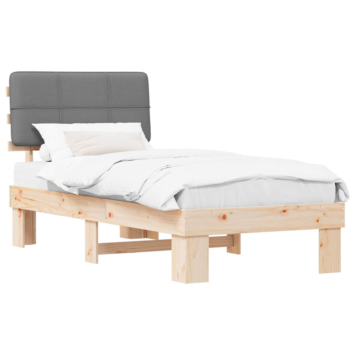 vidaXL Bedframe met Gevoerd Hoofdgedeelte Lichtgrijs 200 x 200 cm