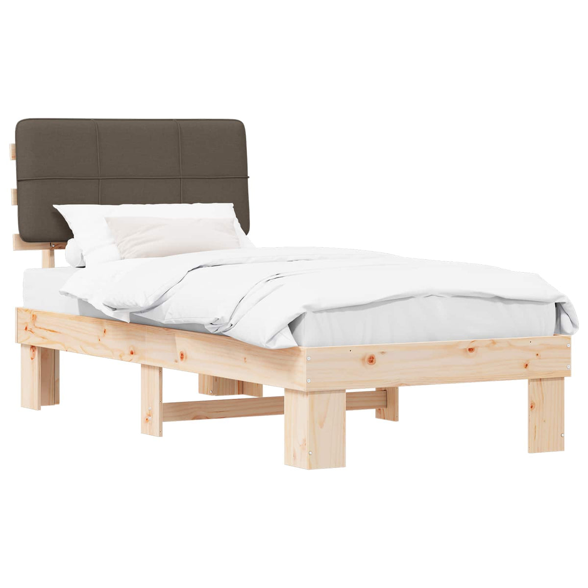 vidaXL Bedframe met Gevoerd Hoofdgedeelte Lichtgrijs 200 x 200 cm