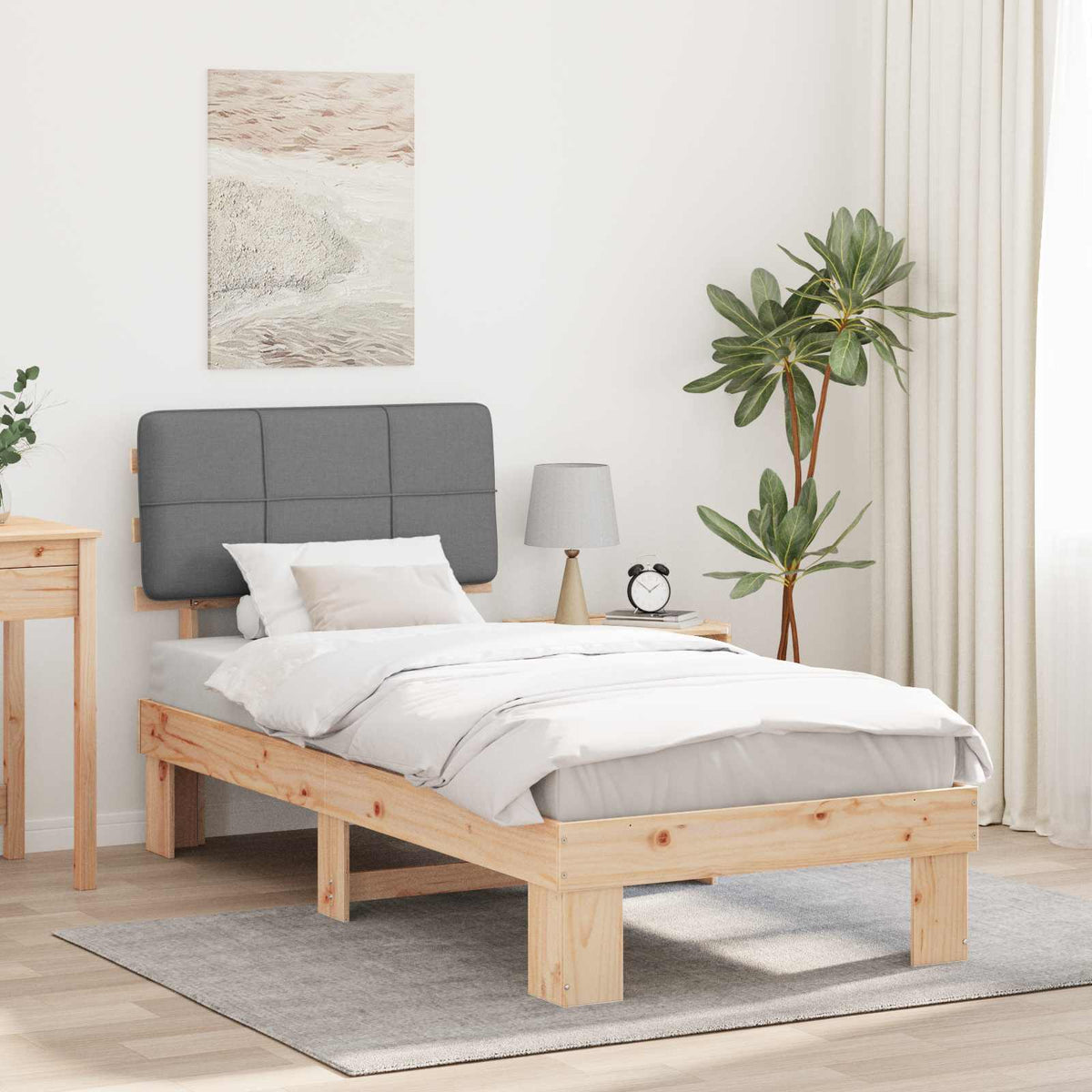 vidaXL Bedframe met Gevoerd Hoofdgedeelte Lichtgrijs 200 x 200 cm