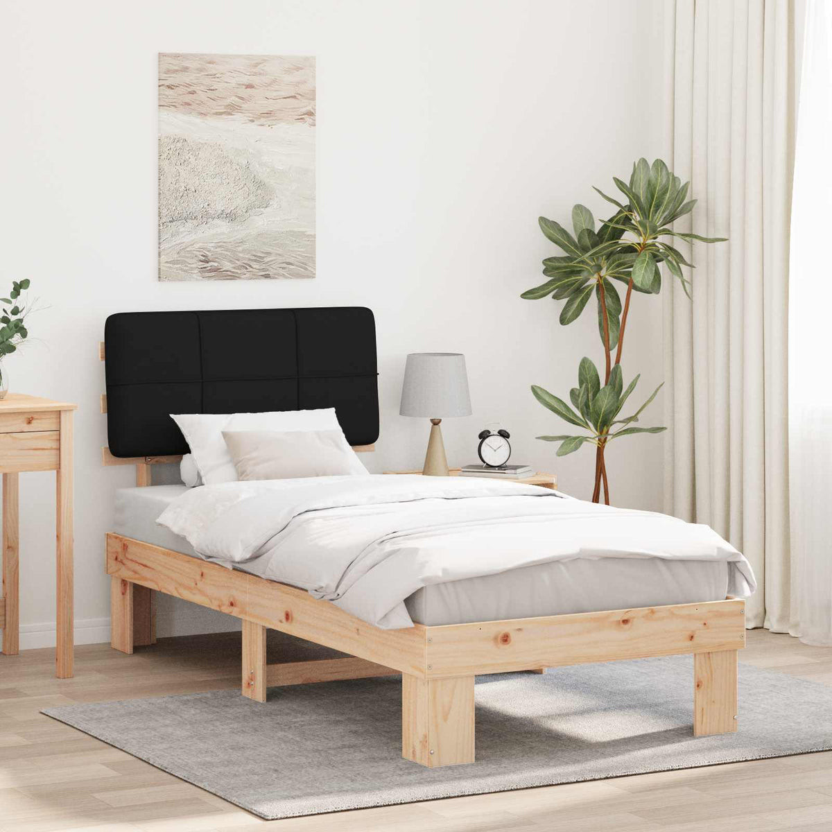 vidaXL Bedframe met Gevoerd Hoofdgedeelte Lichtgrijs 200 x 200 cm