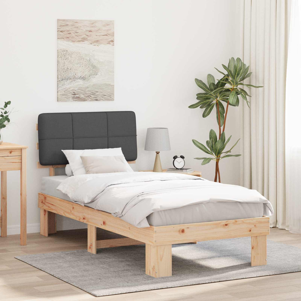 vidaXL Bedframe met Gevoerd Hoofdgedeelte Lichtgrijs 200 x 200 cm