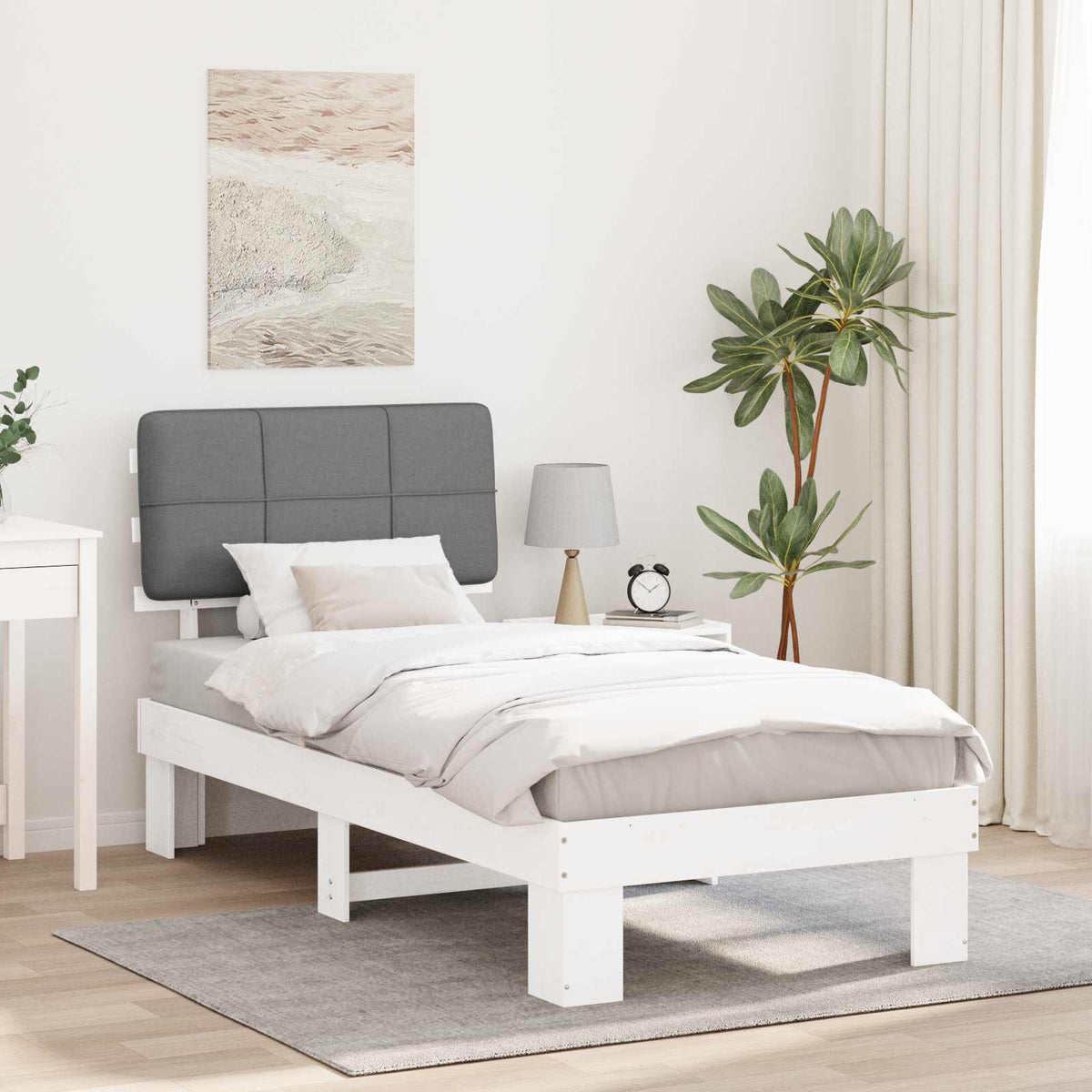 vidaXL Bedframe met Gevoerd Hoofdgedeelte Lichtgrijs 200 x 200 cm