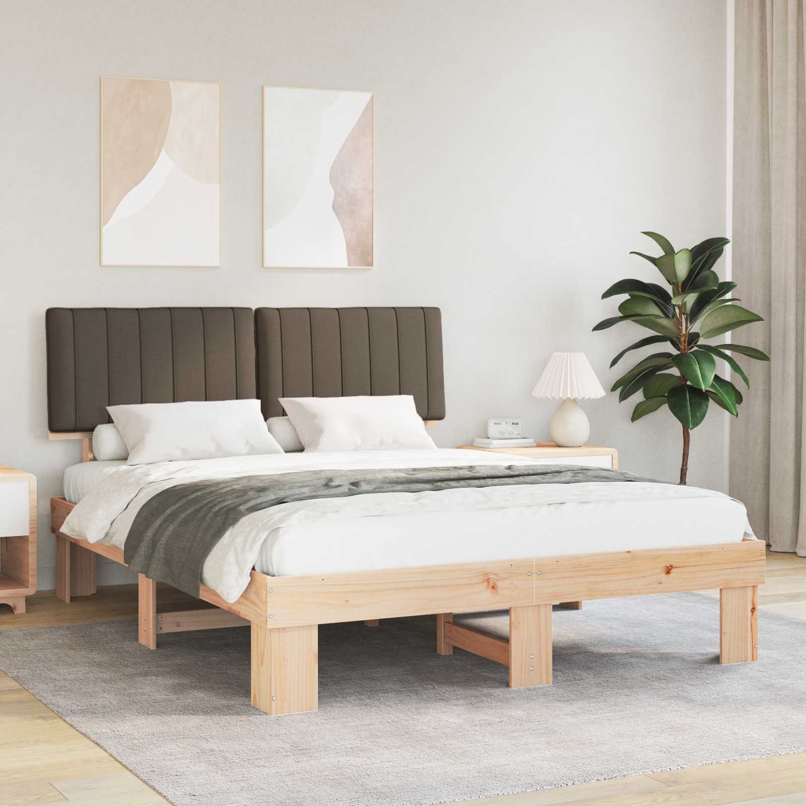 vidaXL Bedframe met Gevoerd Hoofdgedeelte Lichtgrijs 200 x 200 cm
