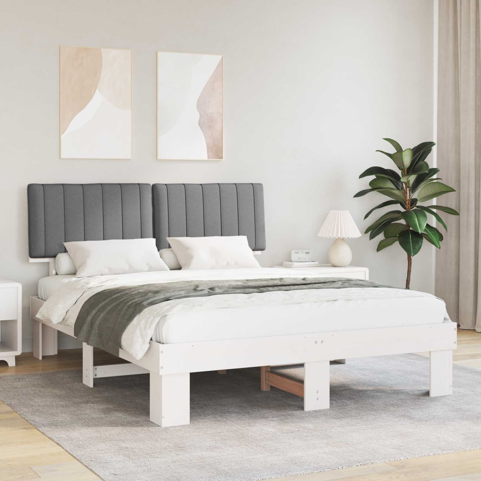 vidaXL Bedframe met Gevoerd Hoofdgedeelte Lichtgrijs 200 x 200 cm