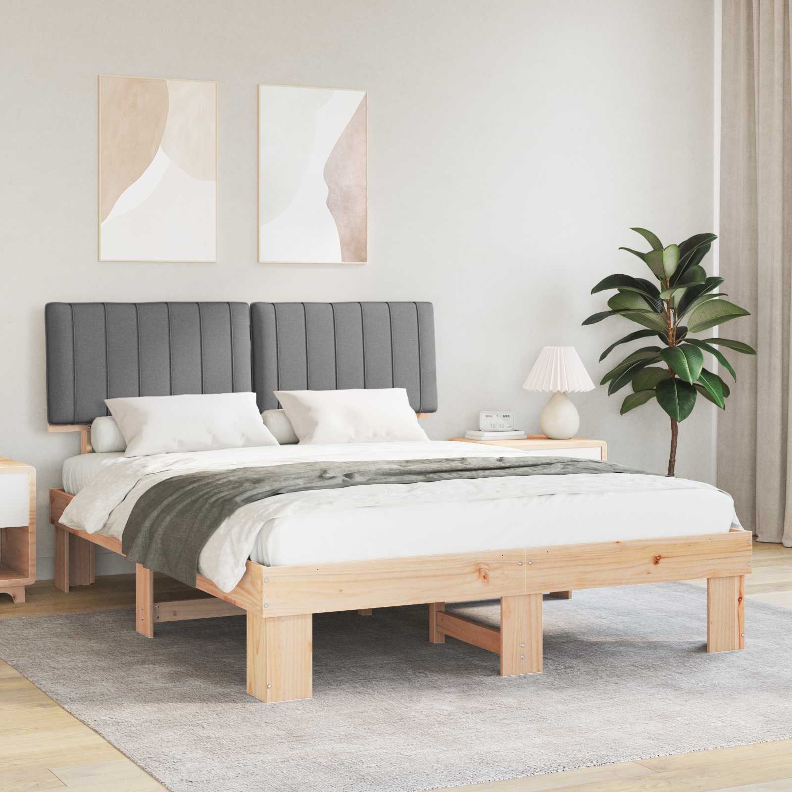 vidaXL Bedframe met Gevoerd Hoofdgedeelte Lichtgrijs 200 x 200 cm