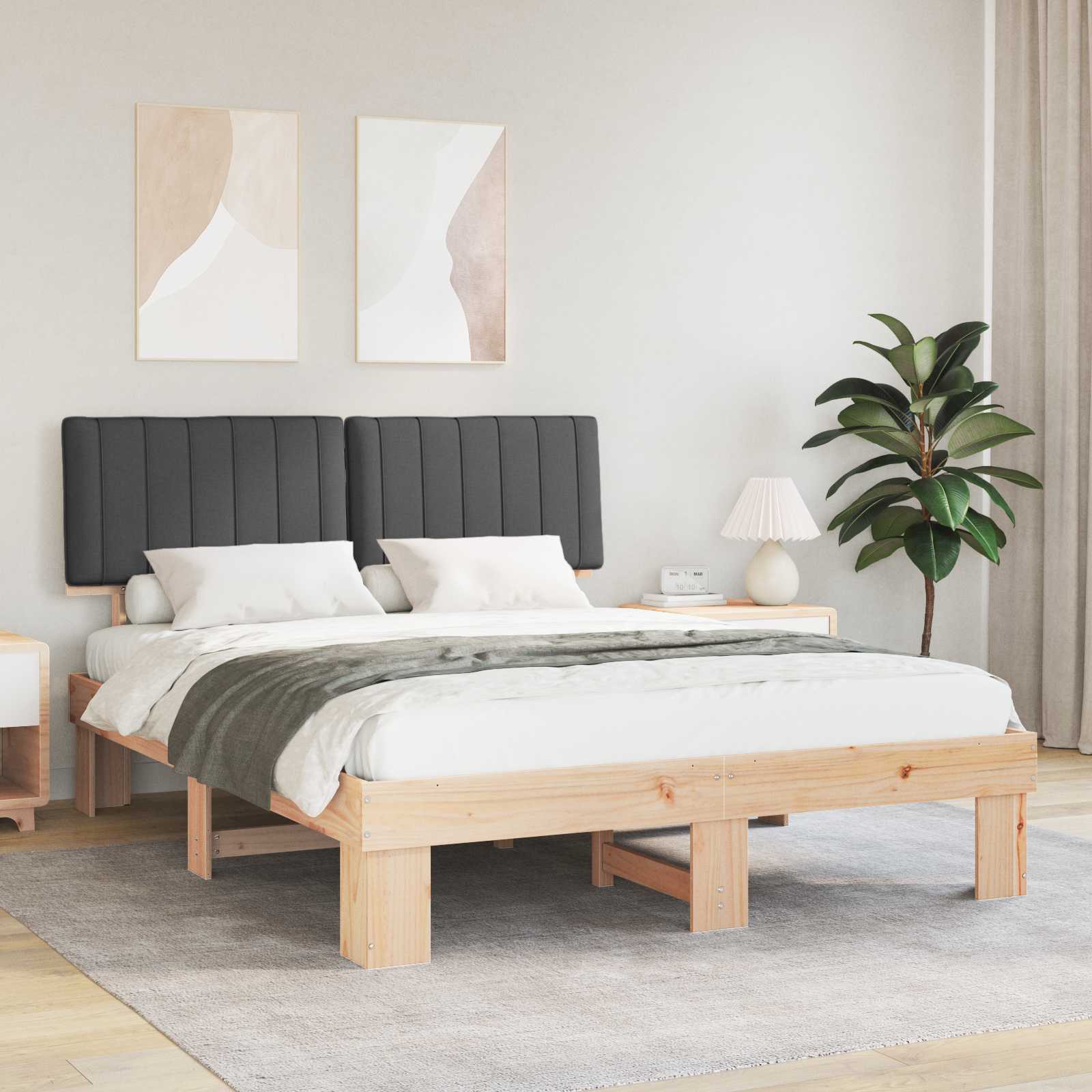 vidaXL Bedframe met Gevoerd Hoofdgedeelte Lichtgrijs 200 x 200 cm